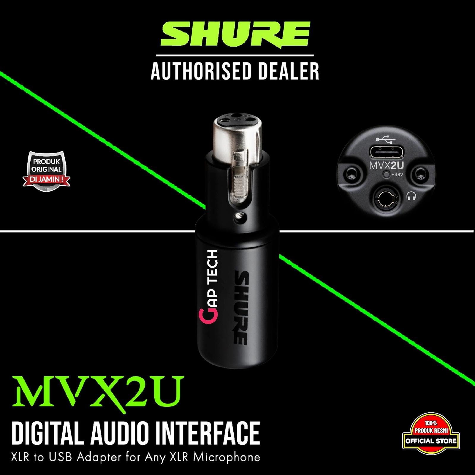Shure MVX2U / MVX 2U XLR to USB Digital Audio Interface / Soundcard Original