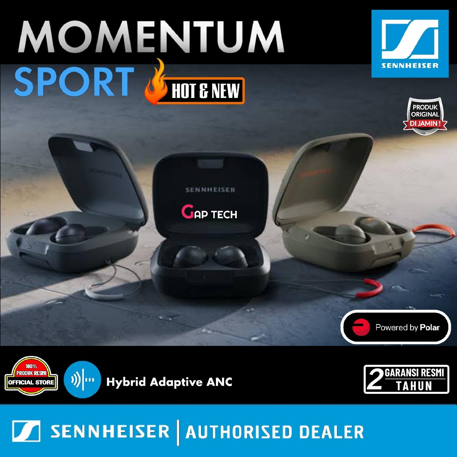 Sennheiser Momentum Sport Crystal-Clear Sound with Adaptive Active Noise Cancellation and A Powerful New Transducer True Wireless Earbuds / TWS Original