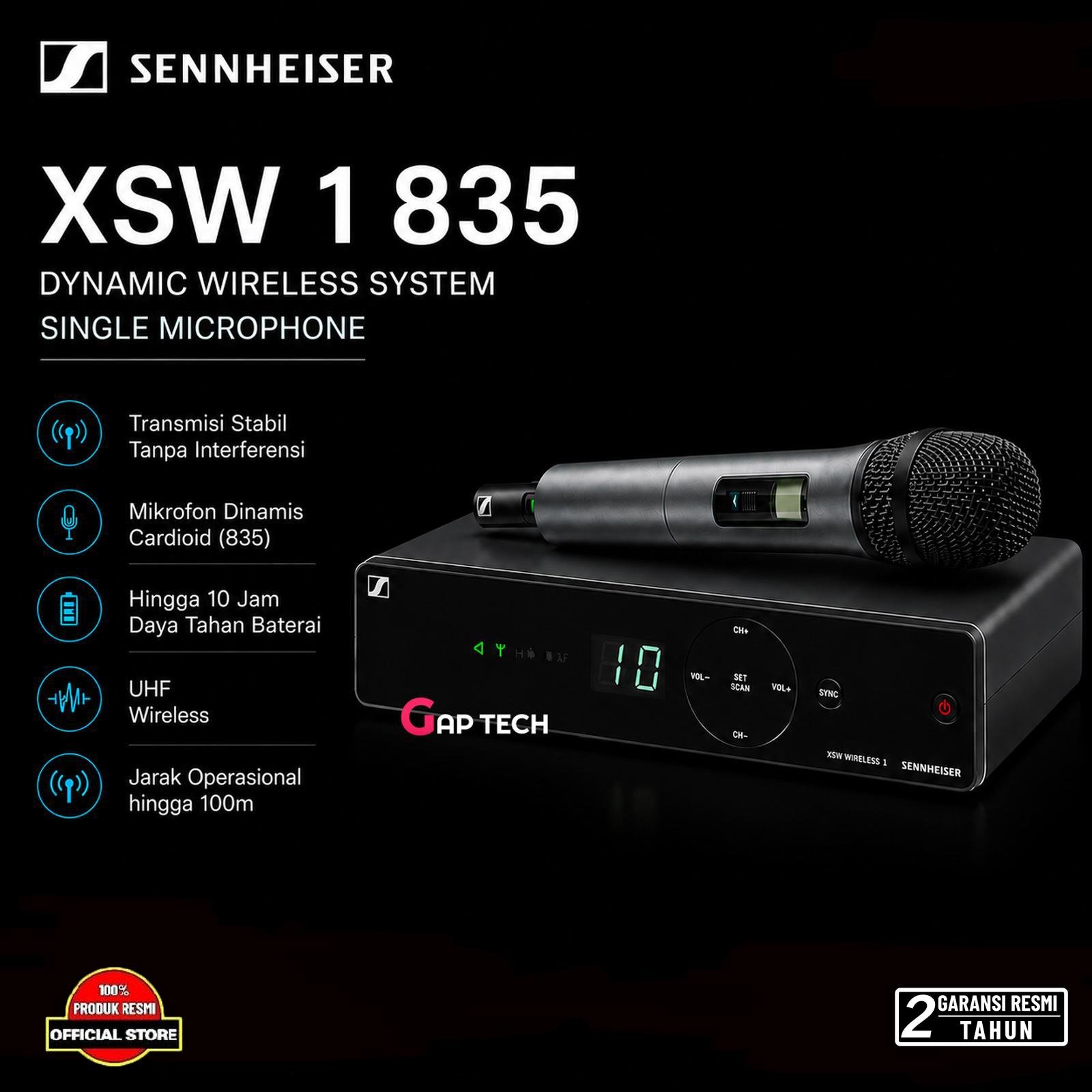 Sennheiser XSW 1 835 Dynamic Wireless System Single Microphone Original