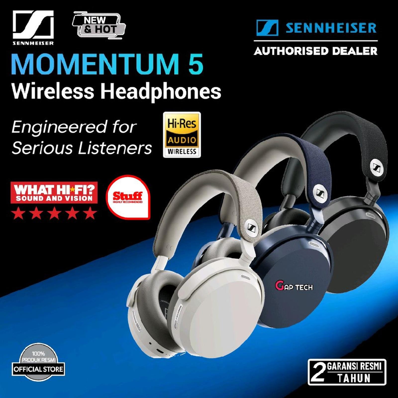 Sennheiser Momentum 5 / Momentum 5th Gen - Premium Wireless Bluetooth Headphones with Adaptive Noise Cancellation Headphone Original