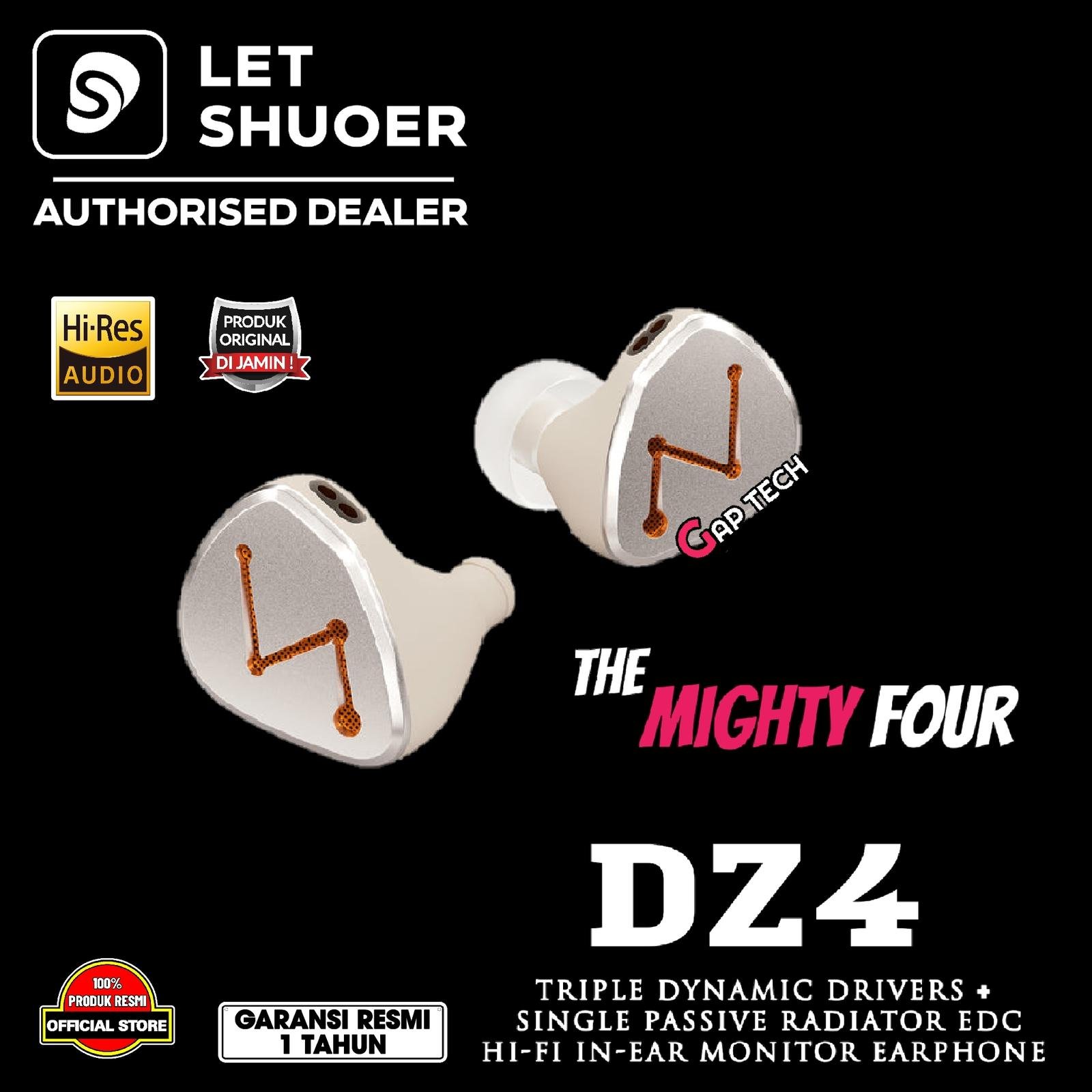 Letshuoer DZ4 / DZ 4 Triple Dynamic Drivers Hi-Fi IEM Earphone Original
