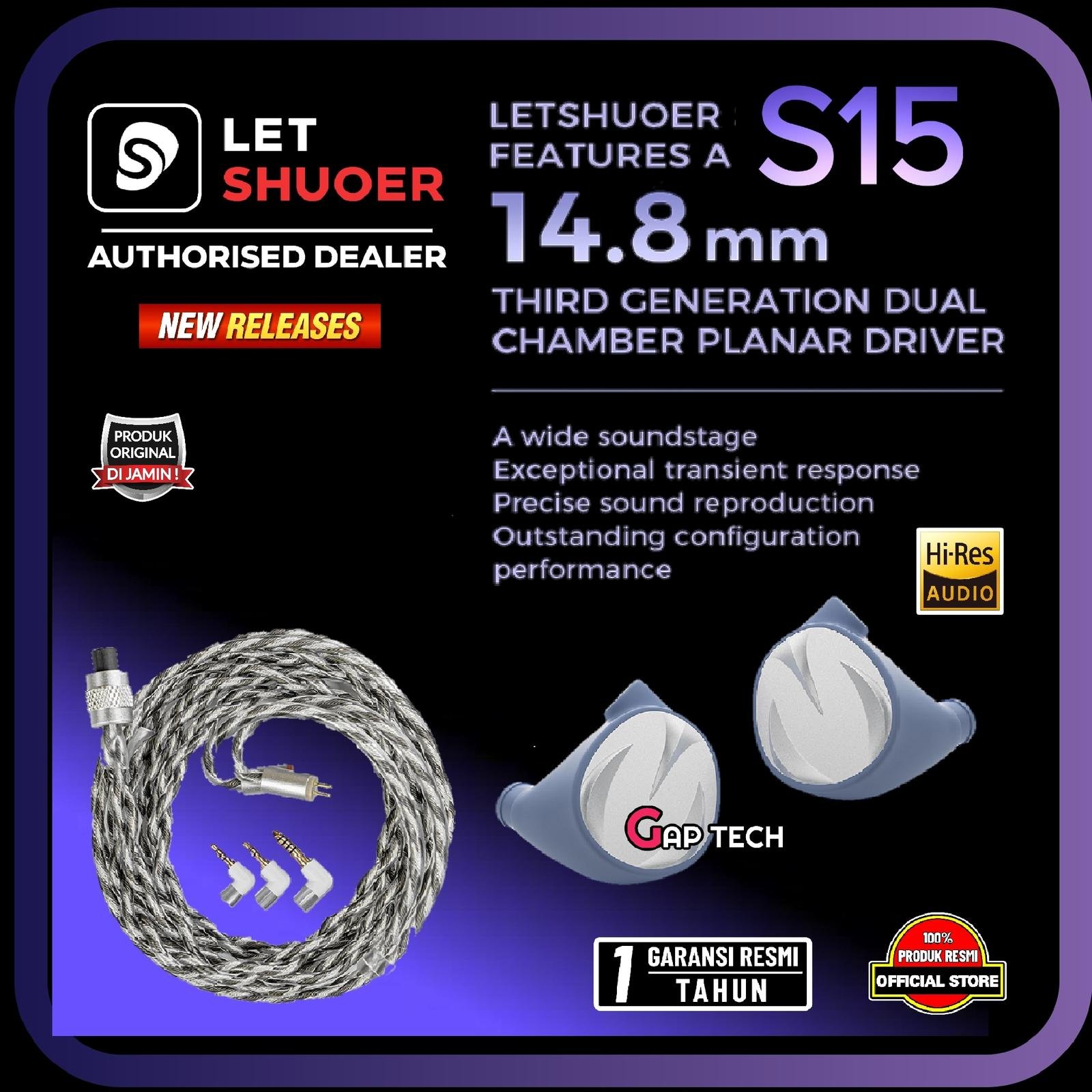 Letshuoer S15 / S 15 Dual Chamber Planar Driver + Passive Radiator IEM Original