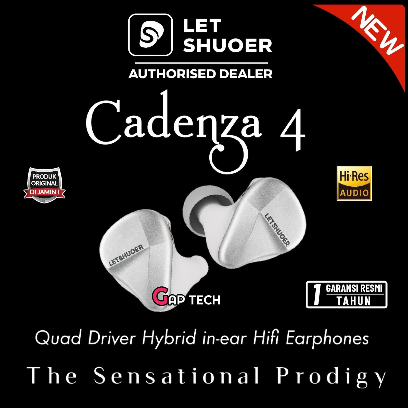LETSHUOER Cadenza4 / Cadenza 4 Quad Drivers 10mm Dual-Chambered Beryllium Coated DD + 3 BA Drivers Hybrid High-Fidelity in-ear Monitor Earphones / iem Original