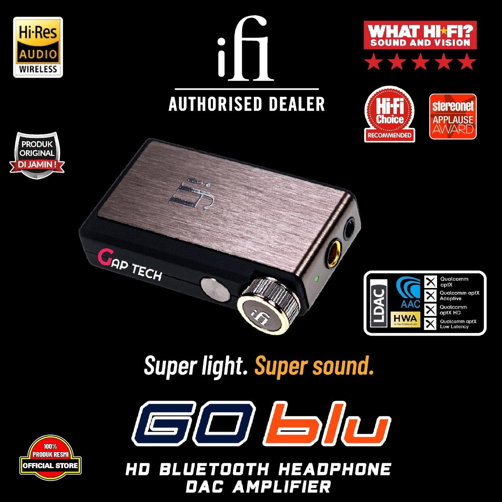 iFi Go Blu Portable HD Bluetooth DAC Amplifier with 4.4mm & 3.5mm Original