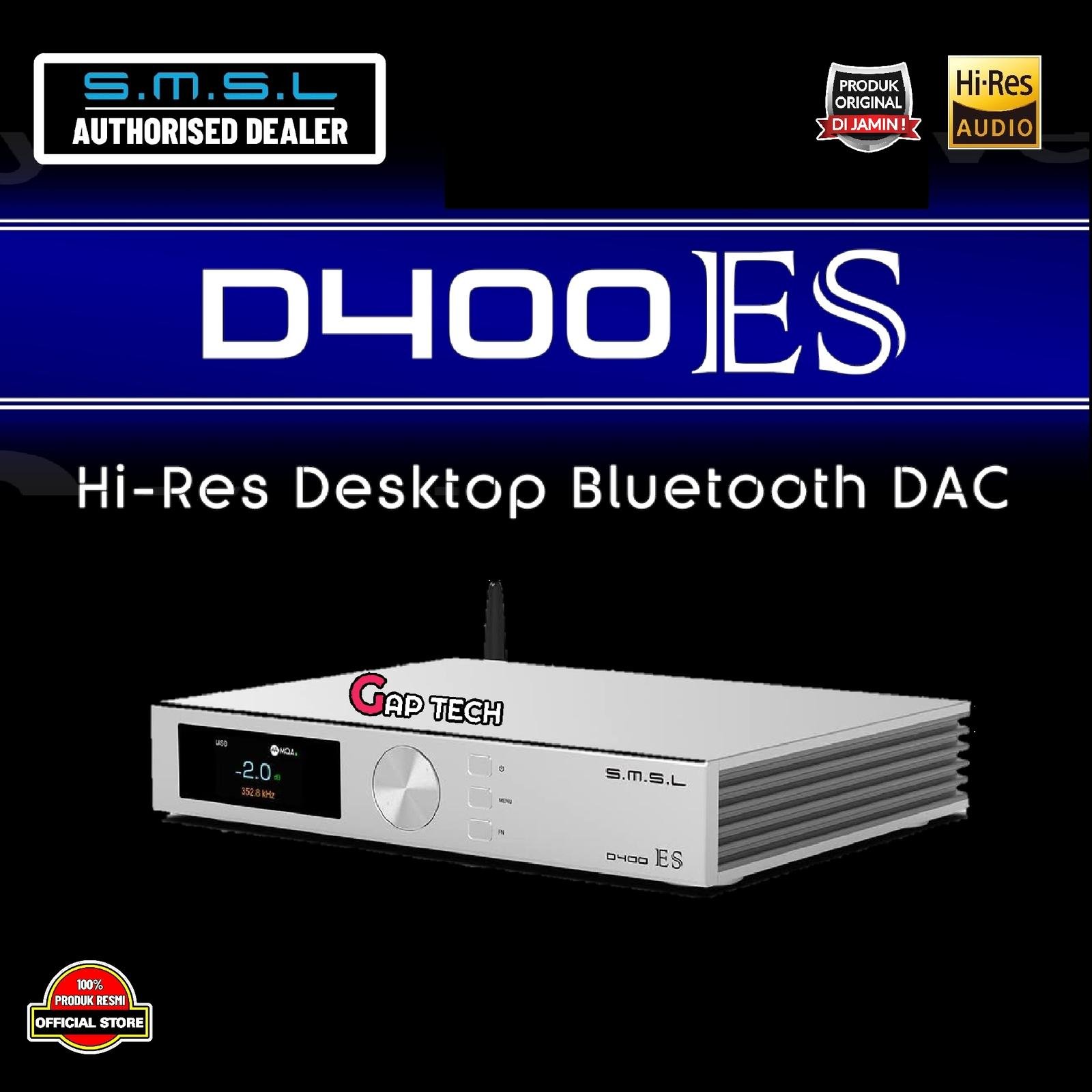 SMSL D400 ES / D400ES / D 400 ES Hi-Res Desktop Bluetooth DAC with ES9039MS Pro / ES9039MSPro DAC Chip Original