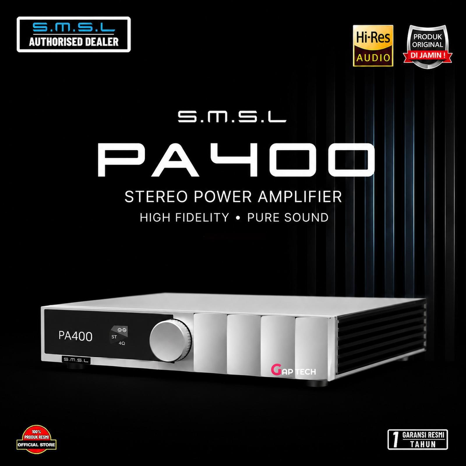 SMSL PA400 GaN-Powered 500W Stereo Power Amplifier Original