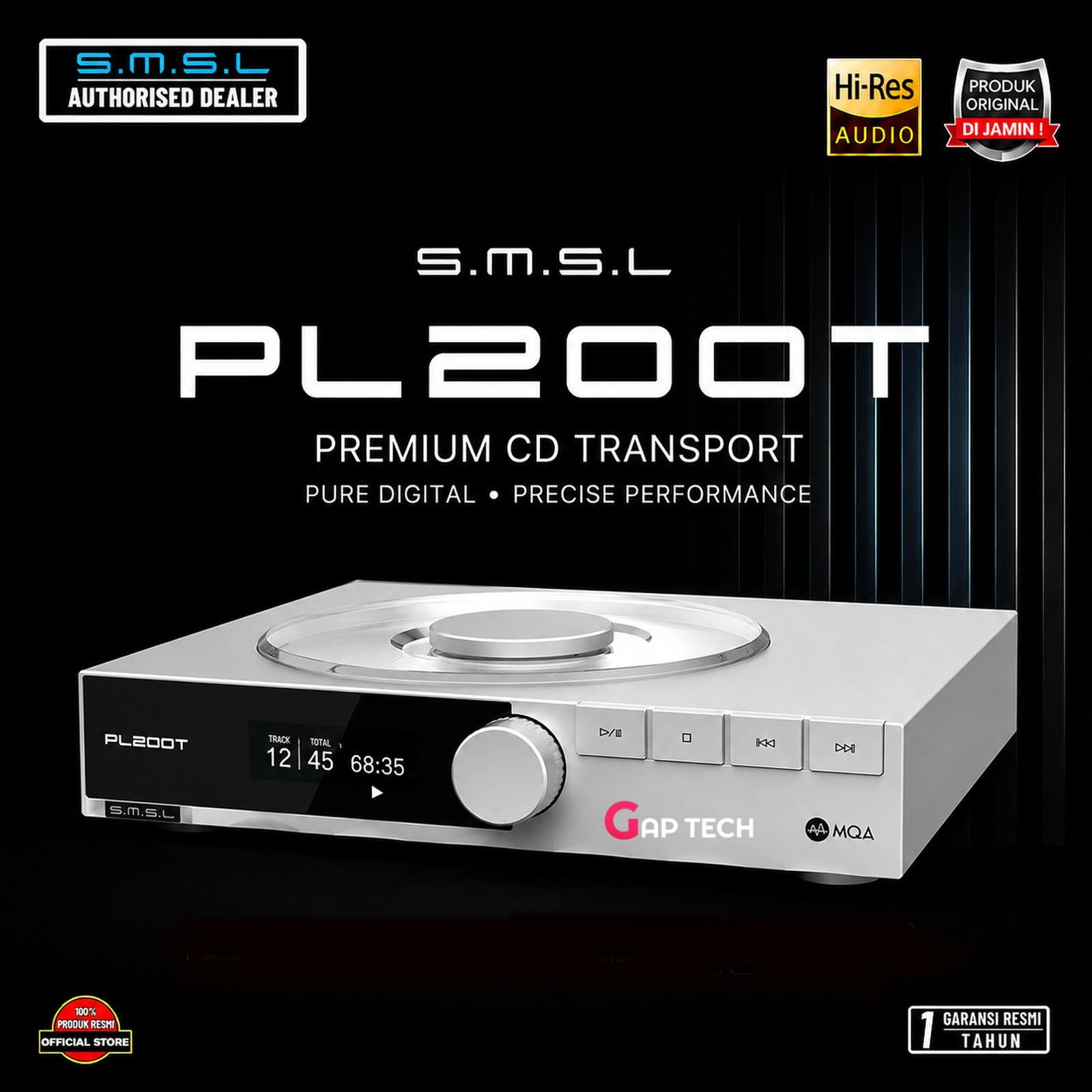 SMSL PL200T MQA-CD Digital CD Player with Clock Input USB Digital Interface Original