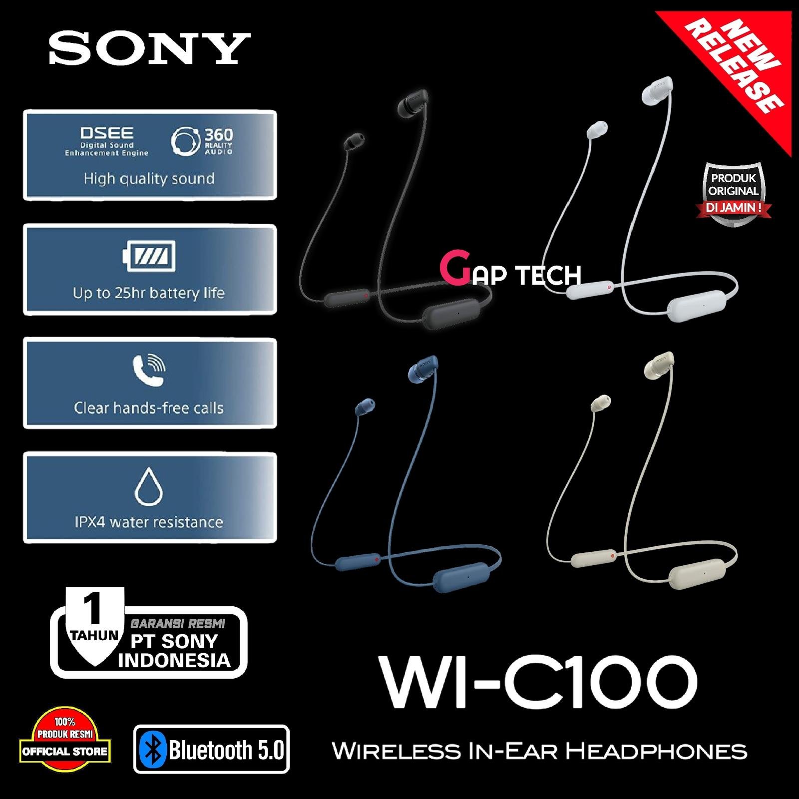Sony WI-C100 / WI C 100 Wireless In-Ear Headphones with Microphone Original