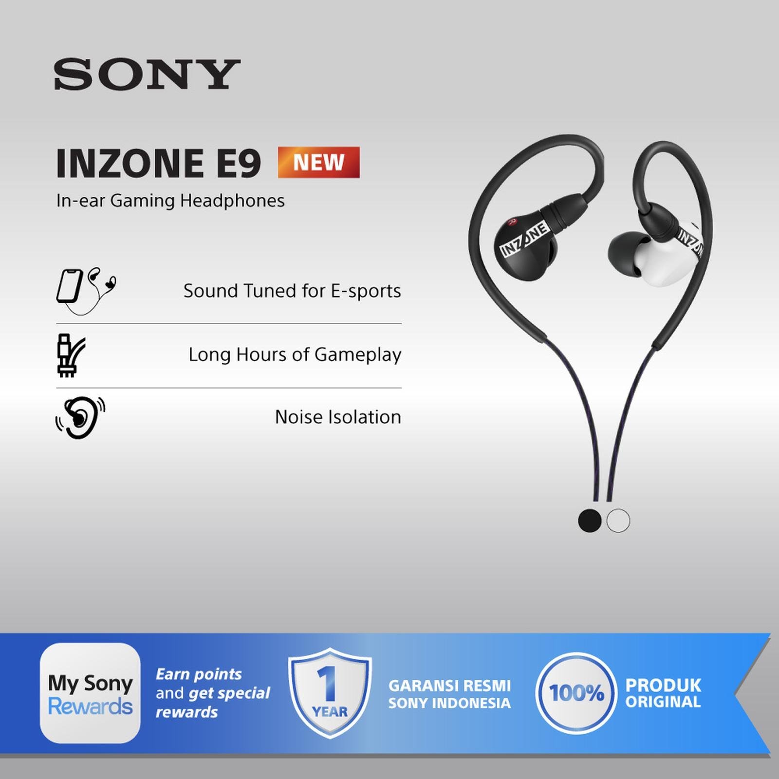 Sony INZONE E9 In-ear Gaming Headphones Sound Tuned for FPS Noise Isolation & Comfort Fit Original