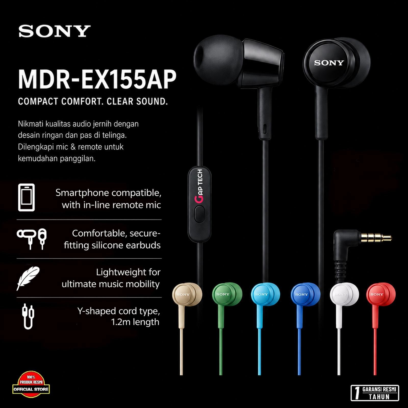 Sony MDR-EX155AP / EX 155AP In-Ear Monitor Headphone Original