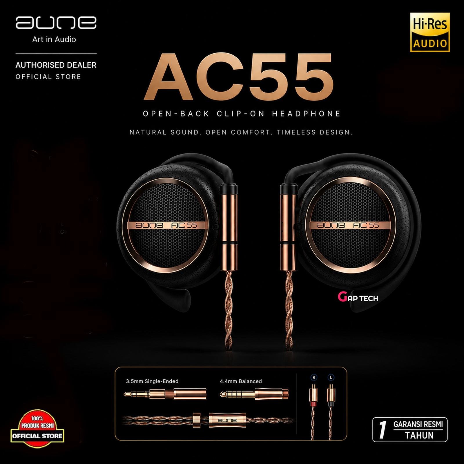 Aune AC55 Earphone Open Back Clip-On Headphone Hi-Res Audio Original