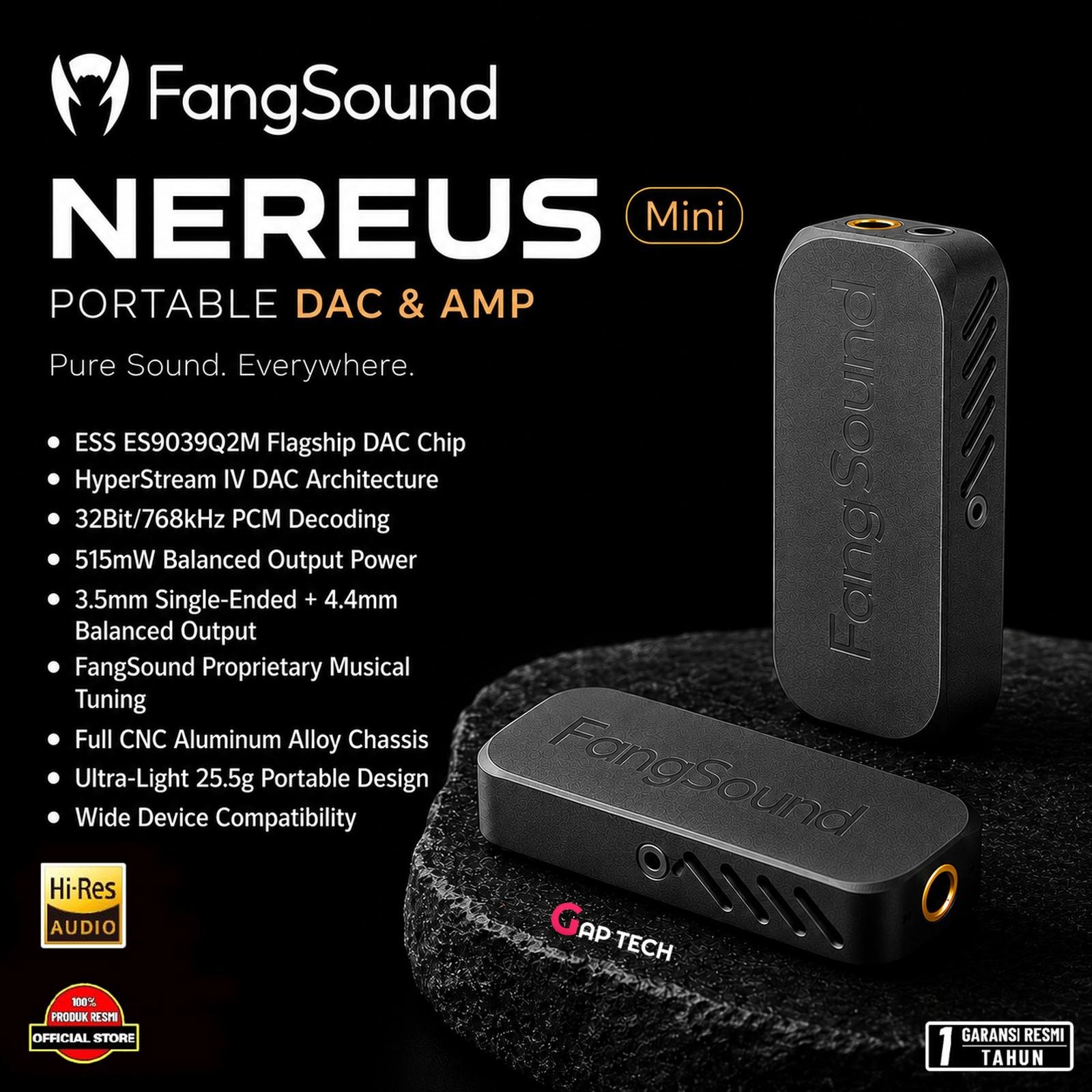 FangSound NEREUS Mini - High-Resolution Portable DAC & Amplifier Original
