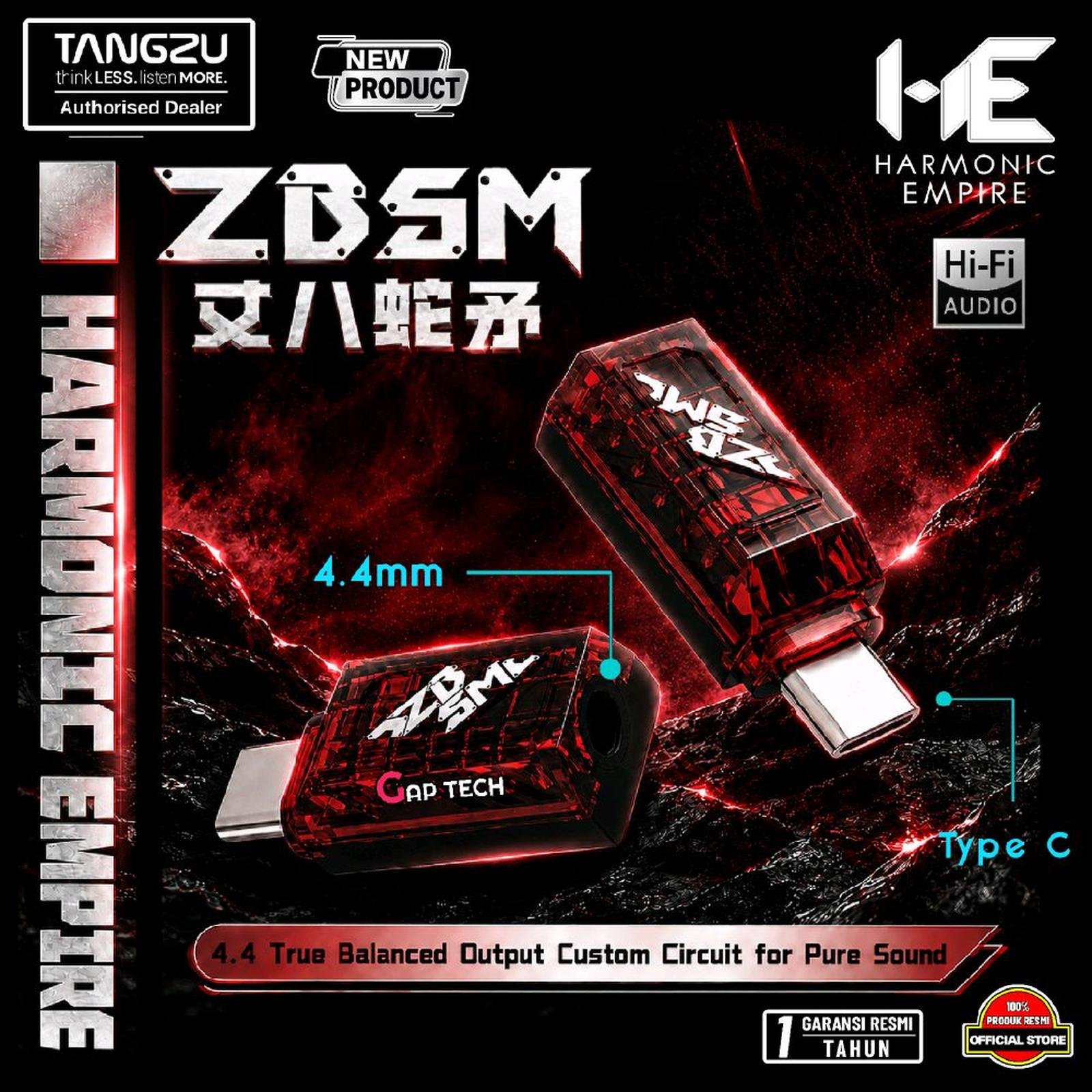 Tangzu Harmonic Empire HE Zhang Ba She Mao / ZBSM Adapter 4.4mm Female to Type-C Audio Codec Chip KT0231H Portable DAC Amp Original
