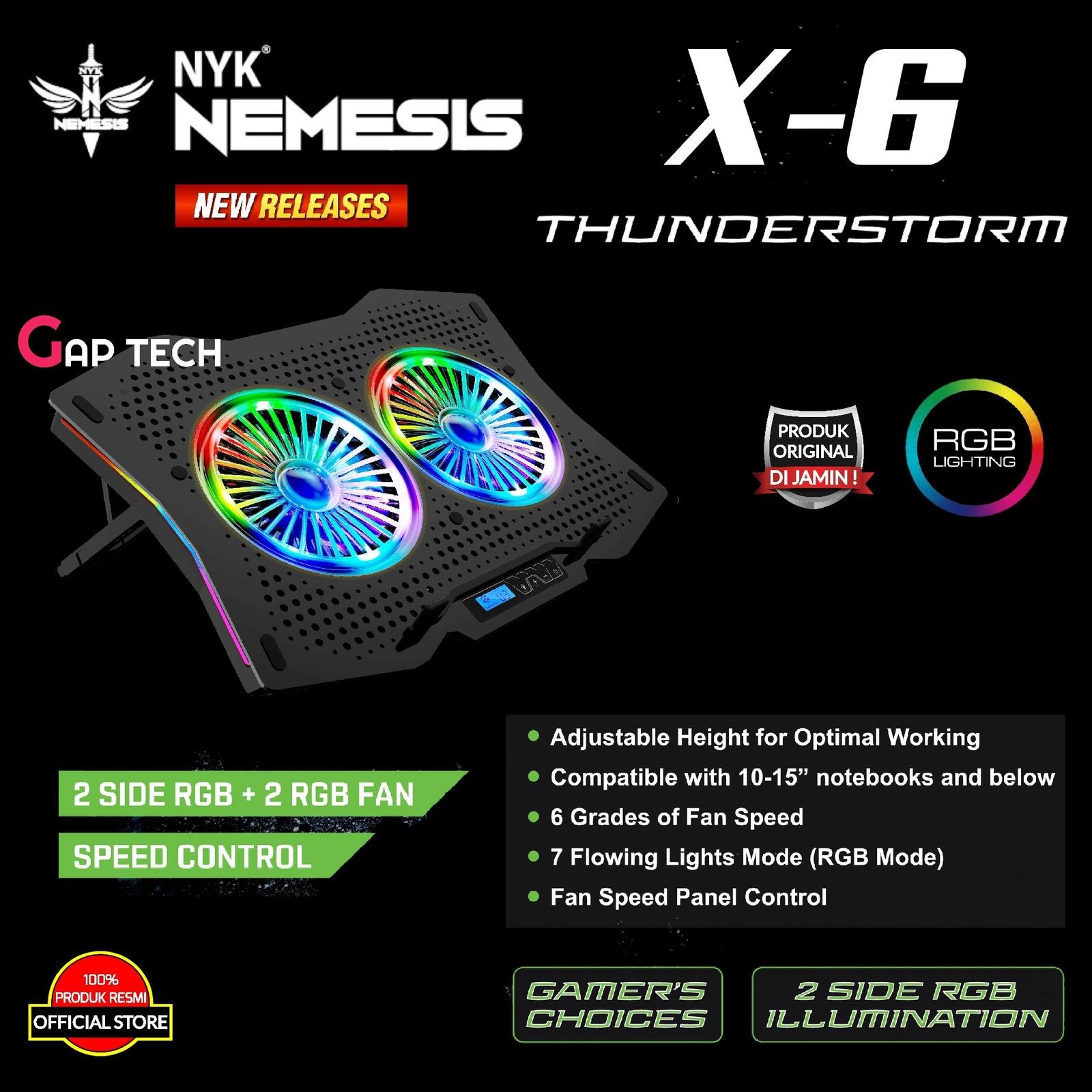 NYK NEMESIS X6 / X 6 THUNDERSTORM Gaming Cooling pad with RGB Original