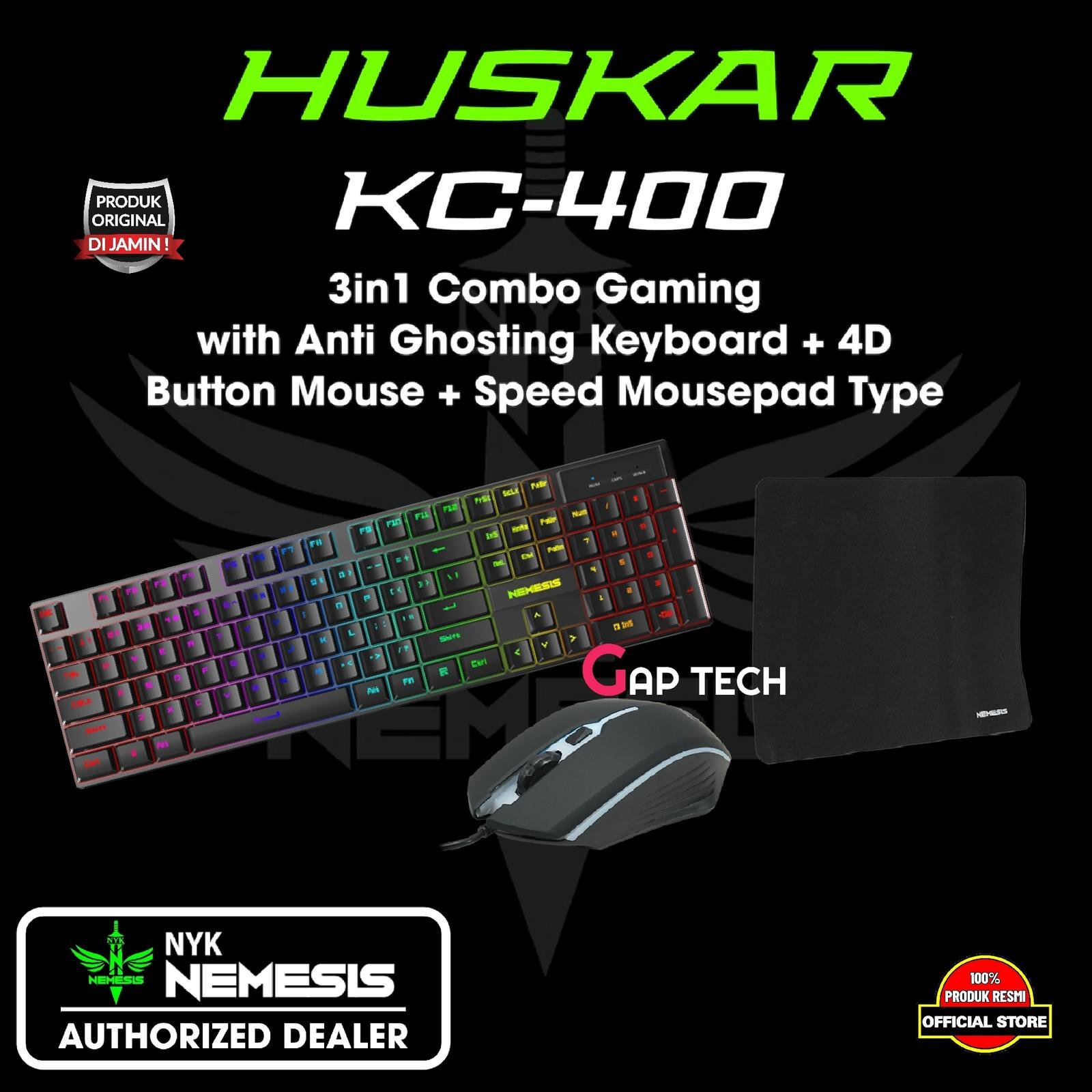NYK Huskar KC 400 /KC400 3in1 Gaming Combo Keyboard + Mouse + Mousepad Original