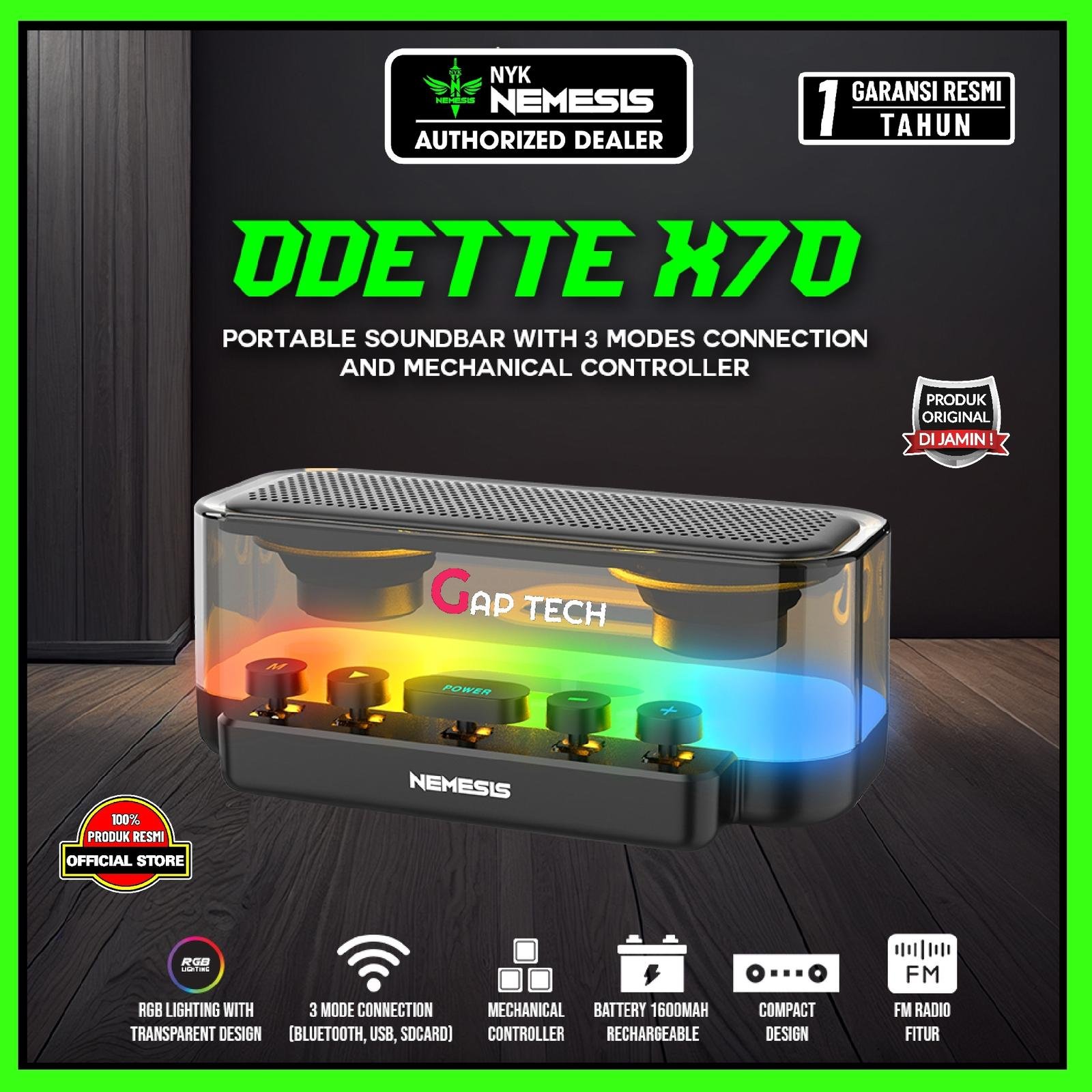 NYK Odette X70 Gaming RGB Portable Speaker & Mechanical Controller Original