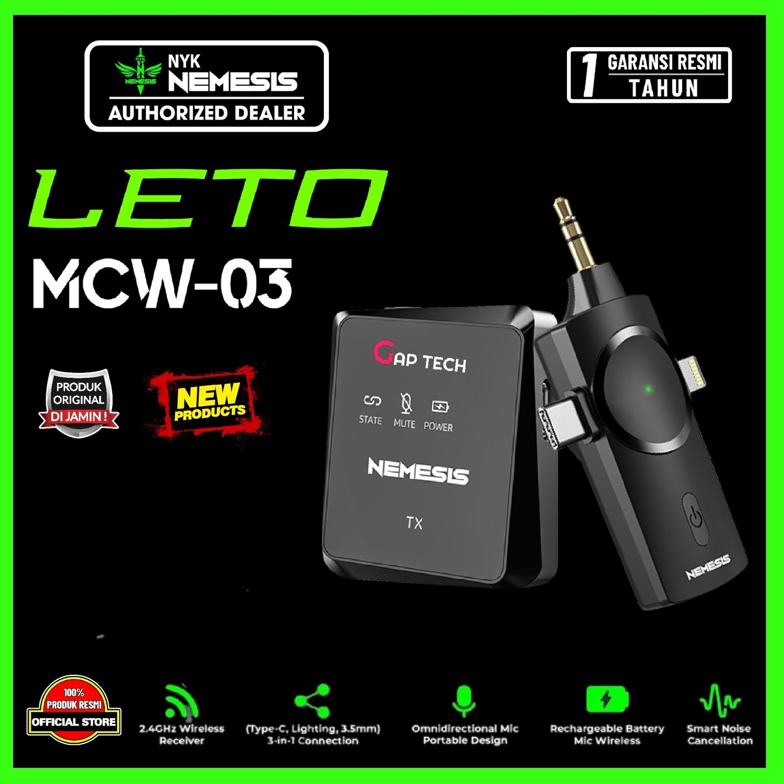 NYK MCW 03 Leto Wireless Lavalier Microphone with 3in1 Connection Original