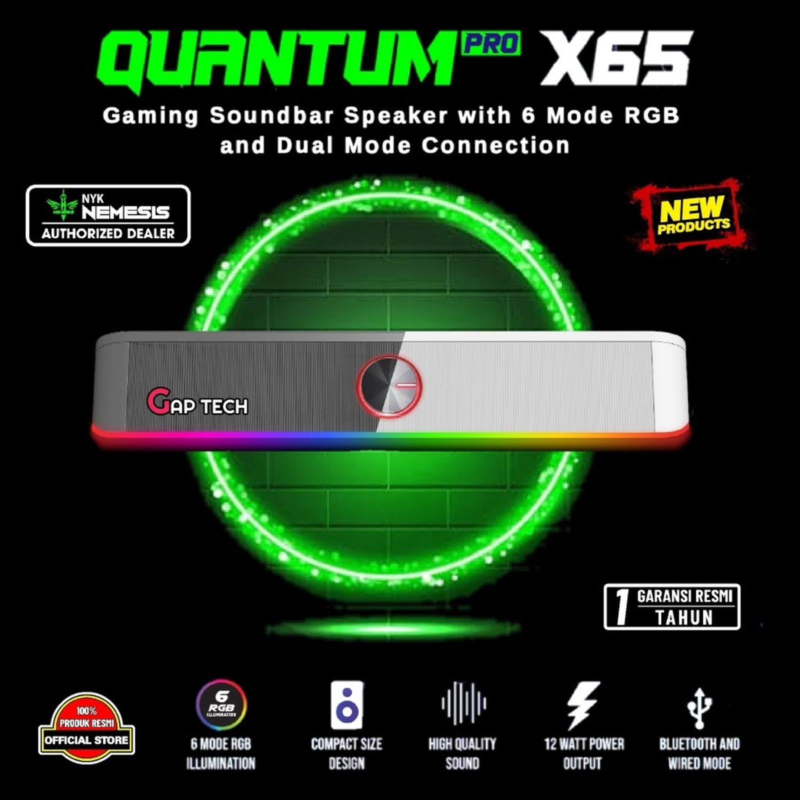 NYK Nemesis Quantum Pro X65 /X 65 / X-65 Gaming Soundbar Speaker with 6 Mode RGB and Dual Mode Connection Original