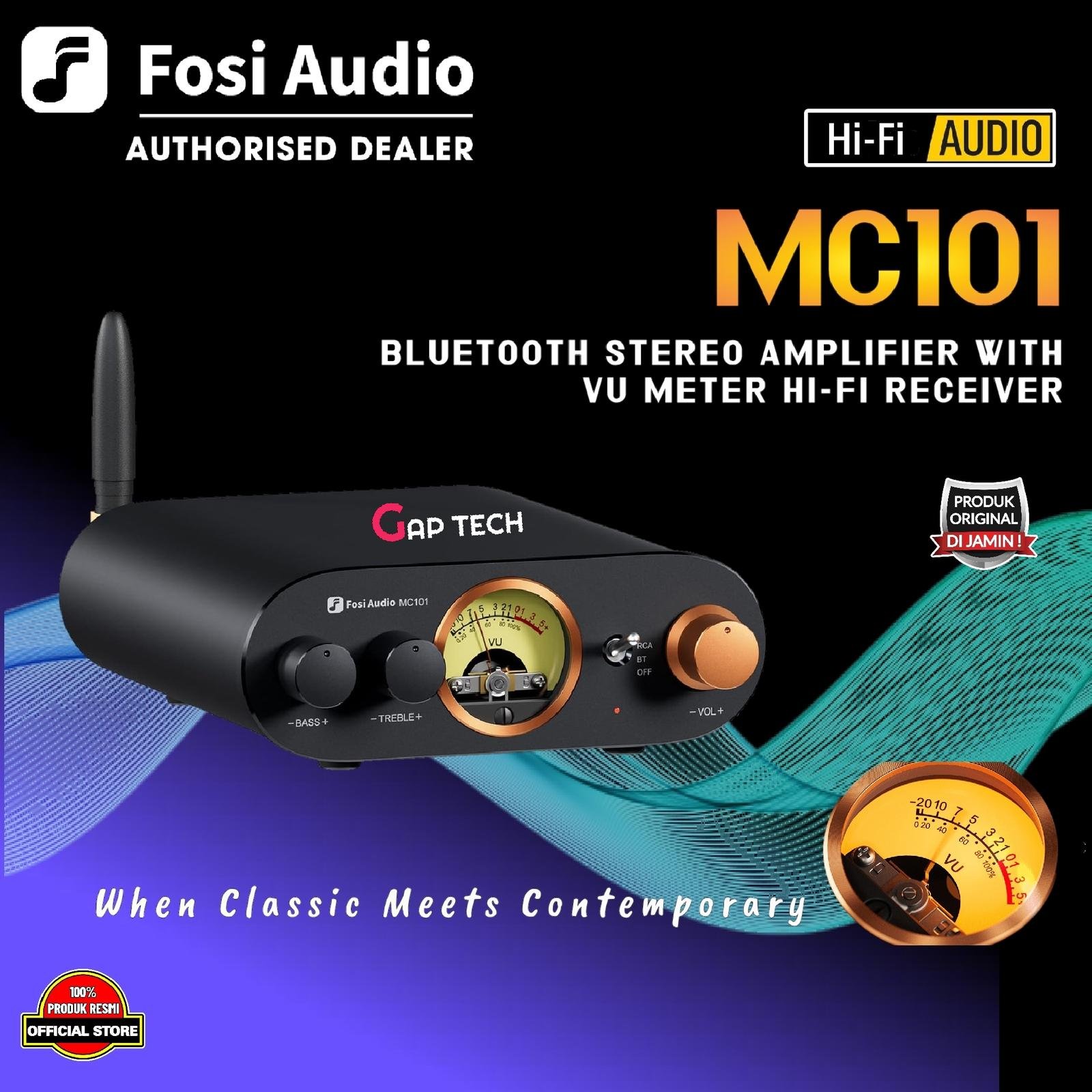 Fosi Audio MC101 / MC 101 Hi-Fi Stereo Amplifier With VU Meter Original