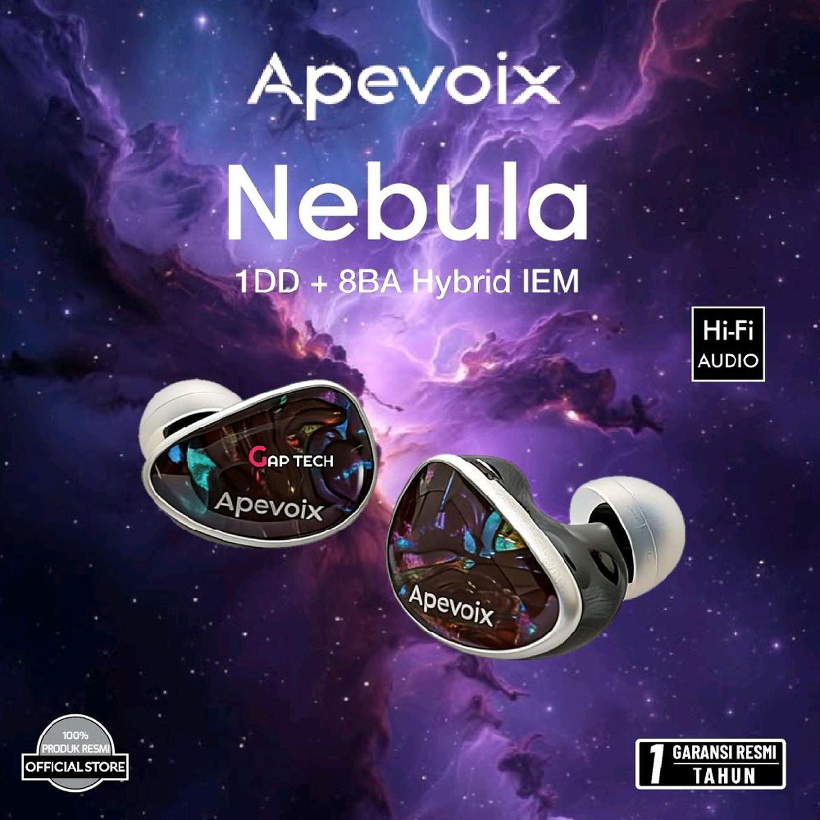 Apevoix Nebula 1DD+8BA Hybrid Driver In-ear Monitor HiFi In Ear Monitor Earphone with Detachable OCC Silver-Plated Cable For Musician / IEM Original