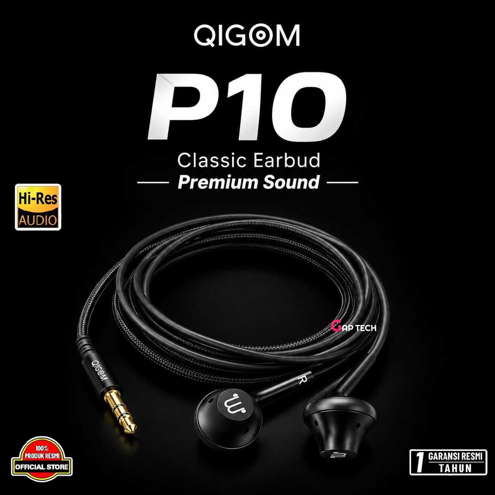 QIGOM P10 HIFI Earphones Flathead, 15.4MM 32ohm 116dB, Large-size Driver Unit, Fit Ear-canal, Wired Headset, Low Distortion Original