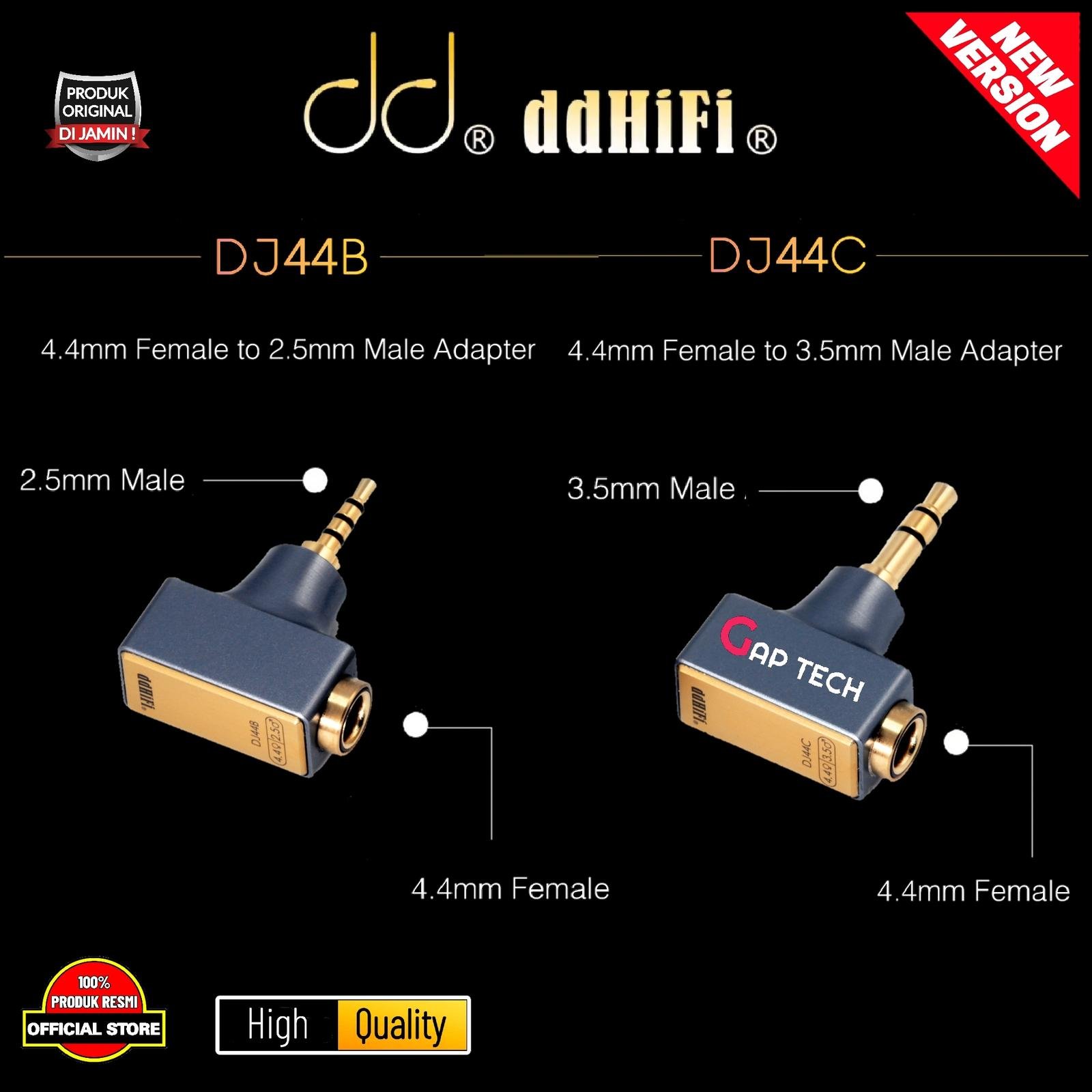 DD DDHIFI / DD HIFI New DJ44B / DJ44C 4.4mm to 2.5mm / 3.5mm Adapter Original
