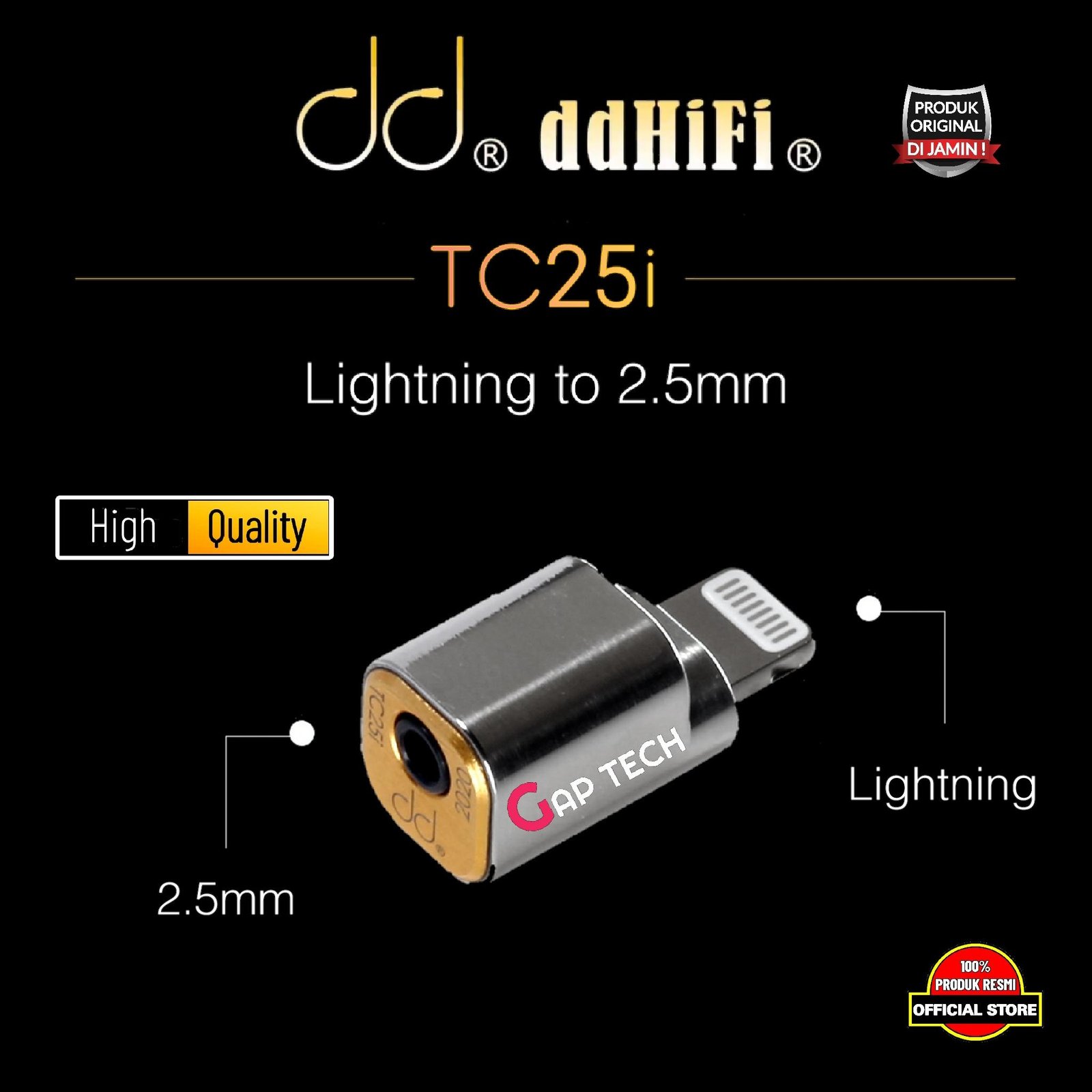 DD DDHIFI / DD HIFI TC25i / TC 25i Lightning to 2.5mm Adapter Original