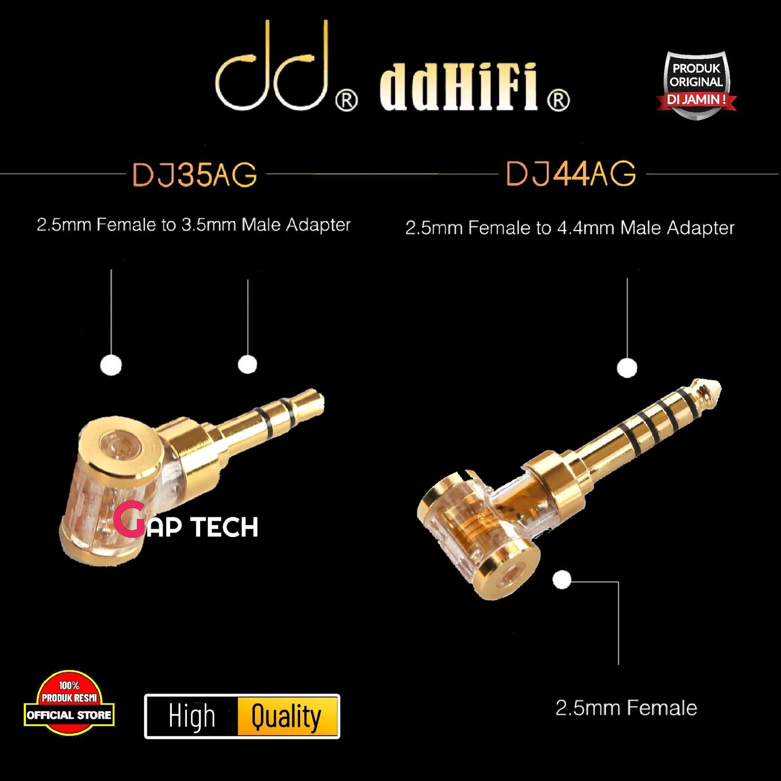 DD DDHiFi DJ35AG / DJ44AG 2.5mm Female to 3.5mm / 4.4mm Male Adapter Original