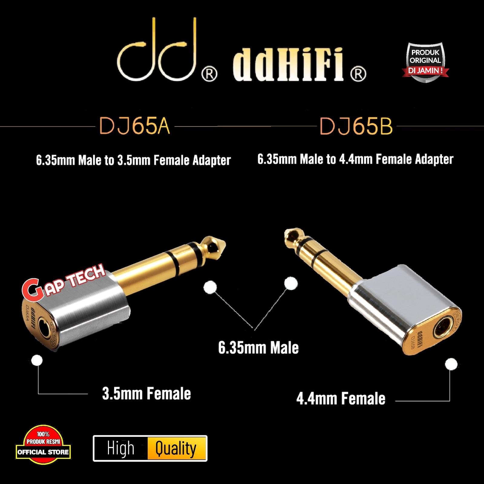 DD DDHIFI DJ65A / DJ65B / DJ65B (AL) 6.35mm to 3.5mm / 4.4mm Adapter Original