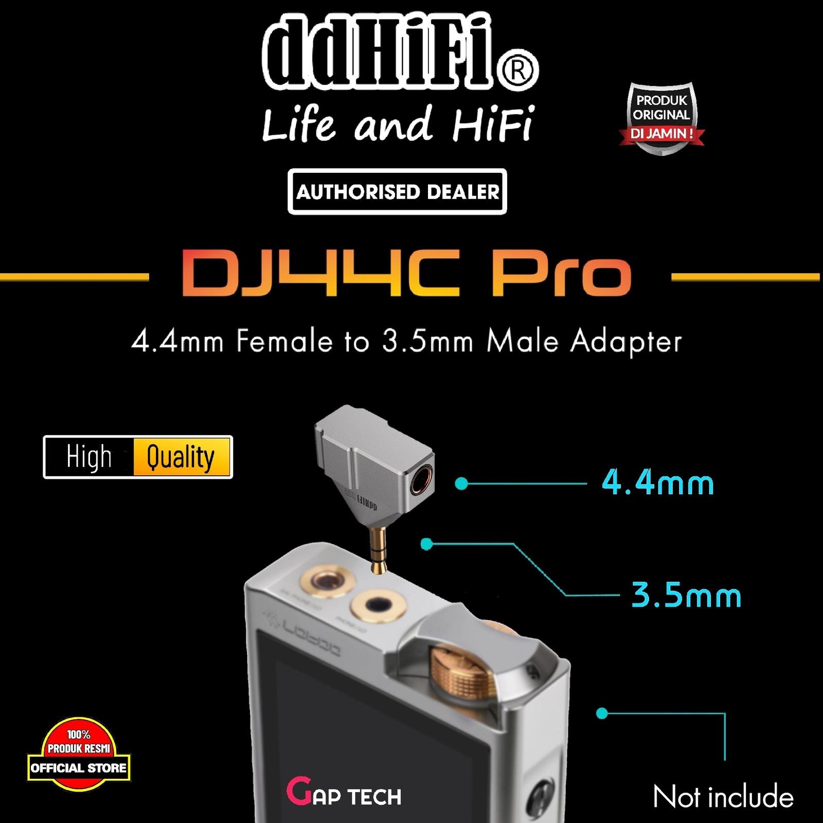 DD DDHiFi DJ44C Pro / DJ44CPro 4.4mm Female to 3.5mm Male Adapter Original