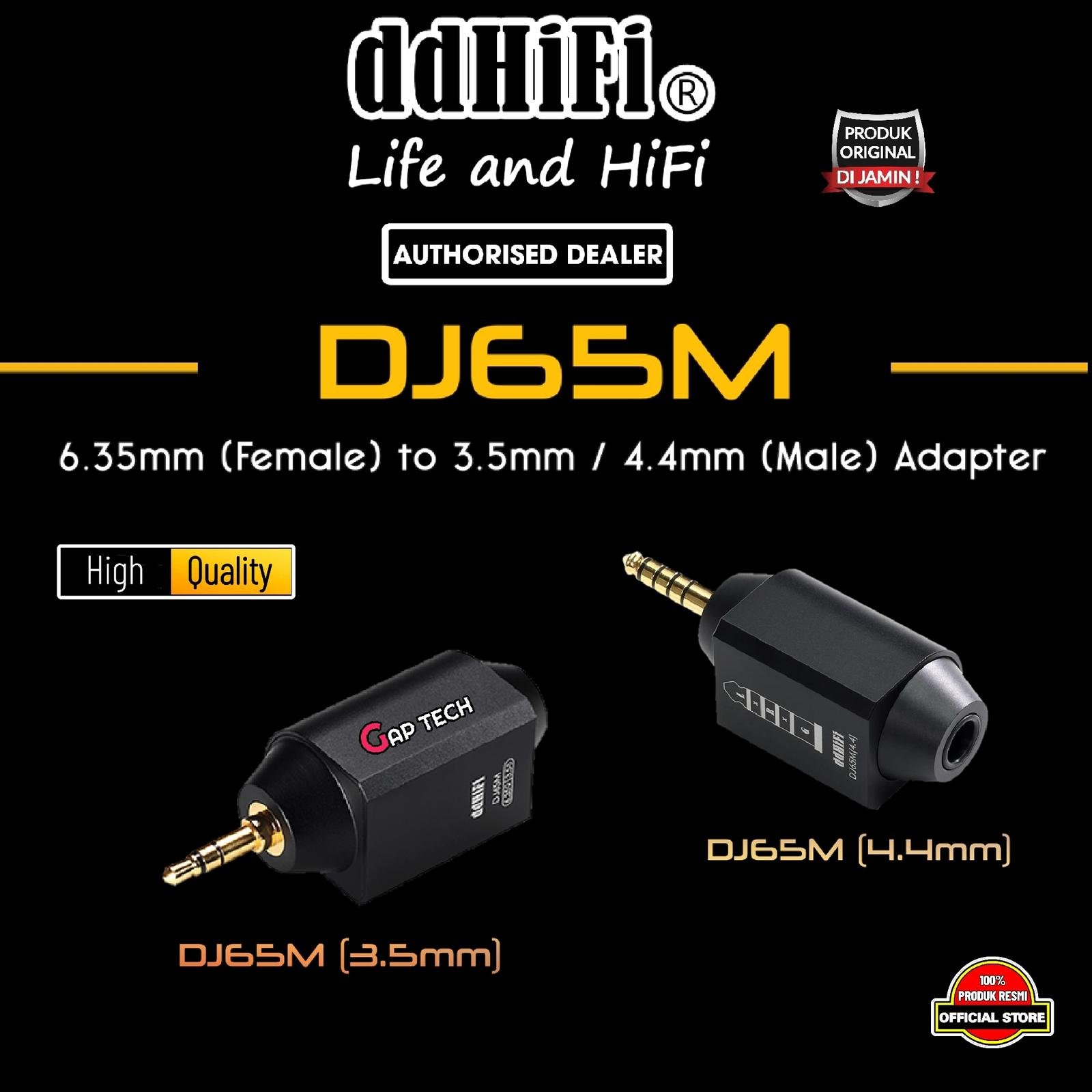 DD DDHIFI DJ65M / DJ 65M / DJ 65 M 6.35mm Female to 3.5mm / 4.4mm Male Adapter Original