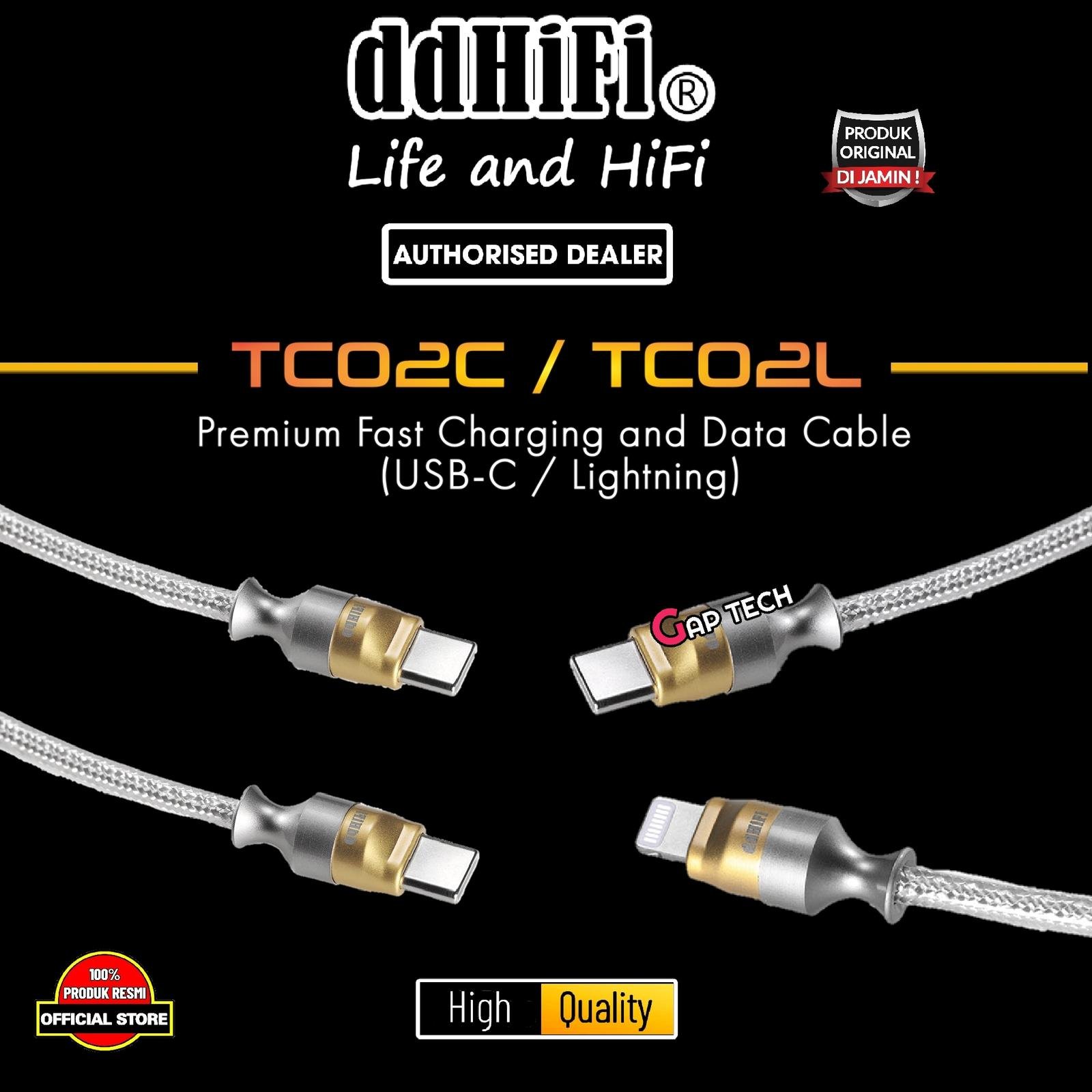 DD DDHIFI TC02C / TC02L Fast Charging / Data Cable USB-C / Lightning Original