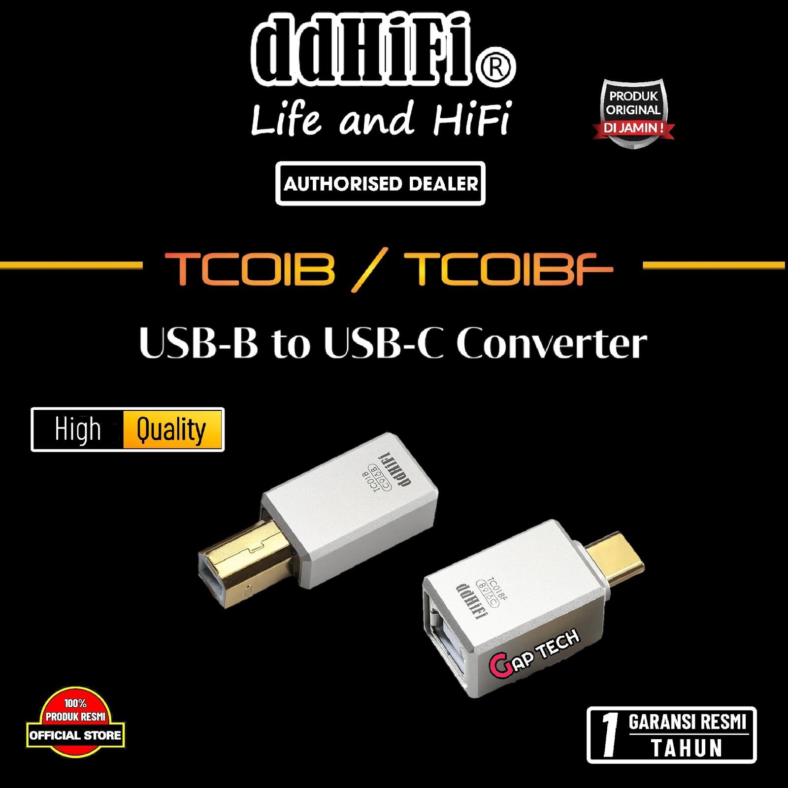 DD DDHIFI TC01B / TC 01B / TC 01 B / TC01BF / TC 01BF / TC 01 BF USB-B to USB-C / USB-C to USB-B Converter Original