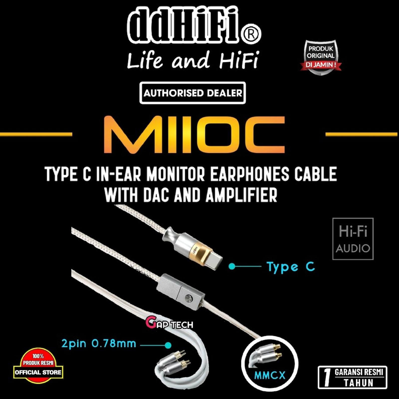 DD DDHIFI M110C / M 110C / M 110 C USB Audio USB C / Type C Interface Decoding In-Ear Monitor Earphones Cable with MMCX and 2-Pin 0.78mm / iem Cable Original