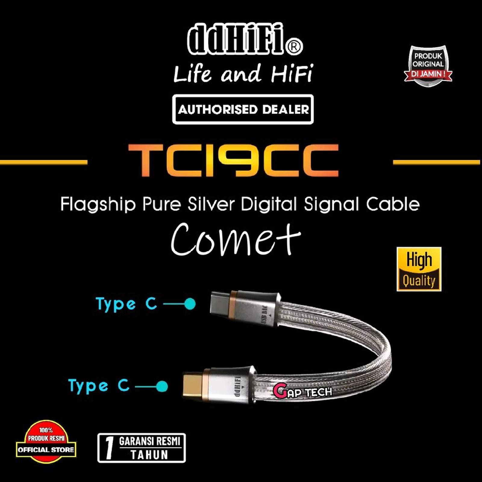 DD DDHIFI Comet TC19CC / TC19 CC / TC 19 CC / TC 19CC Flagship Pure Silver Digital Signal USB C to USB C OTG Cable Original