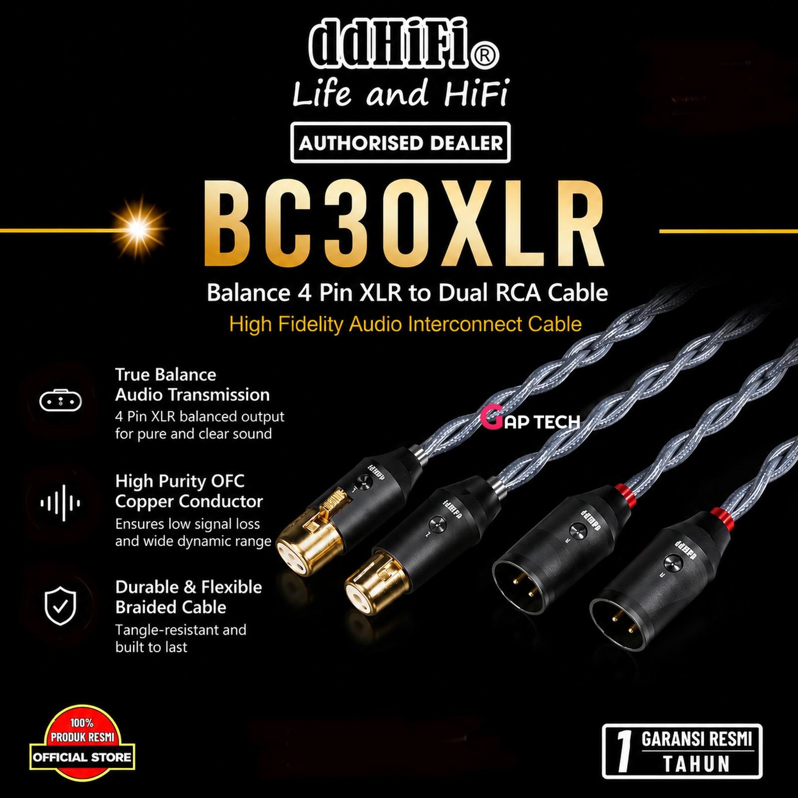 DDHIFI BC30XLR / BC30 XLR / BC 30 XLR Balanced XLR 3Pin Shielding Signal Cable Original