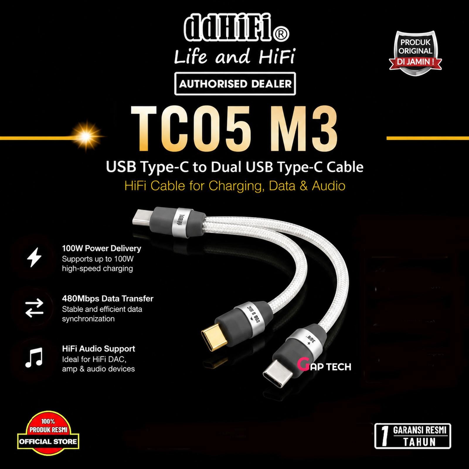 ddHiFi TC05 M3 2-in-1 USB-C Charging & OTG Decoding Cable Original