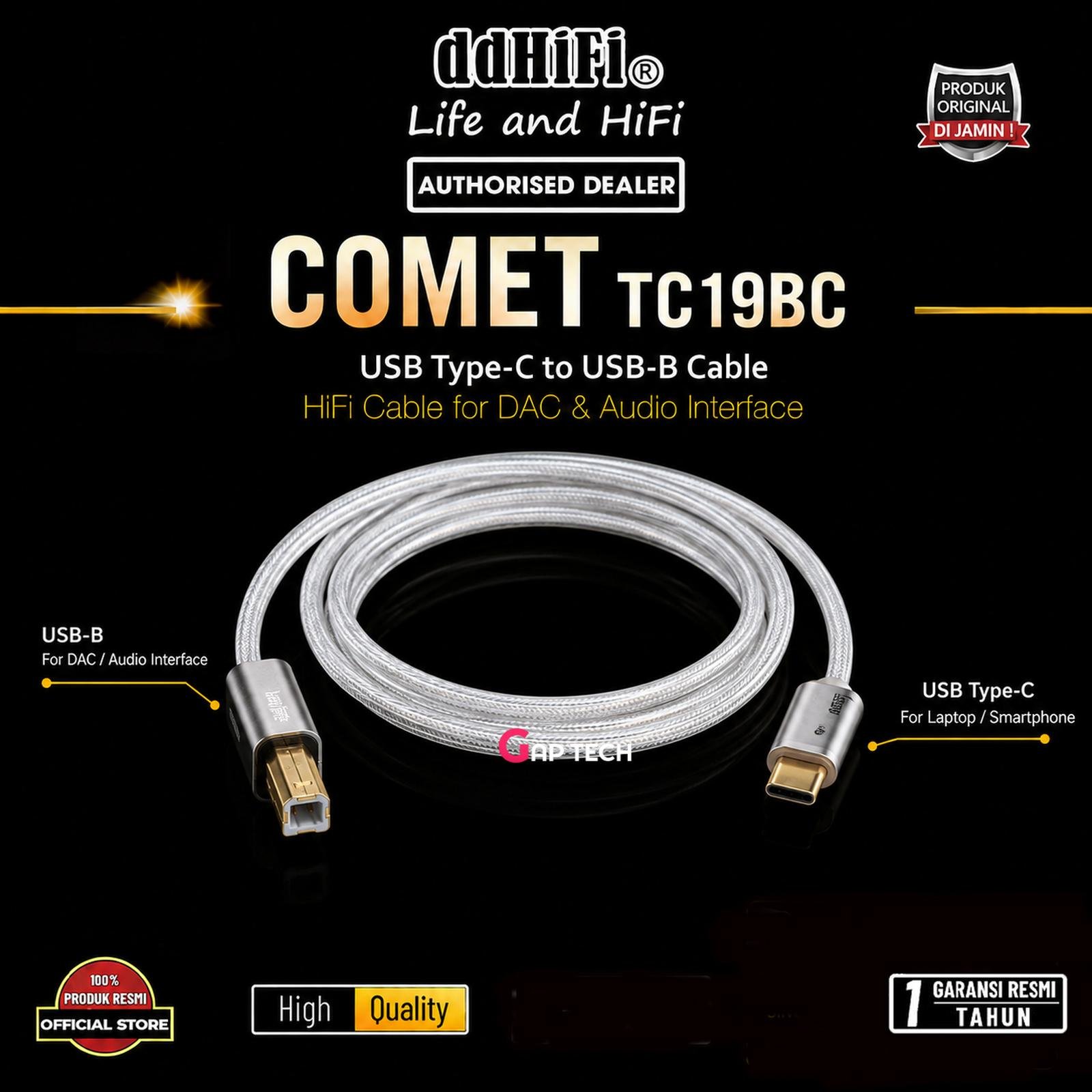 ddHifi COMET TC19BC / TC 19BC Type C to Type B OTG Hifi Cable Original