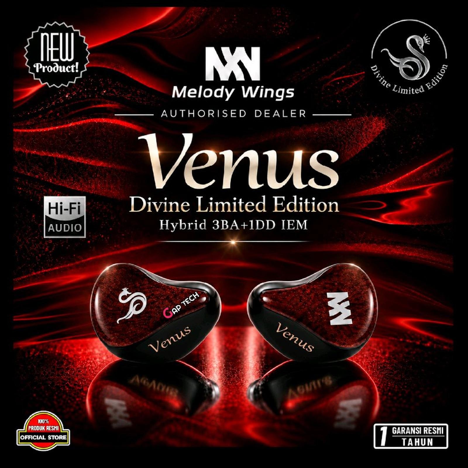 Melody Wings Venus Divine Limited Edition Hybrid 3BA+1DD In-Ear Monitor Earphones / IEM Original
