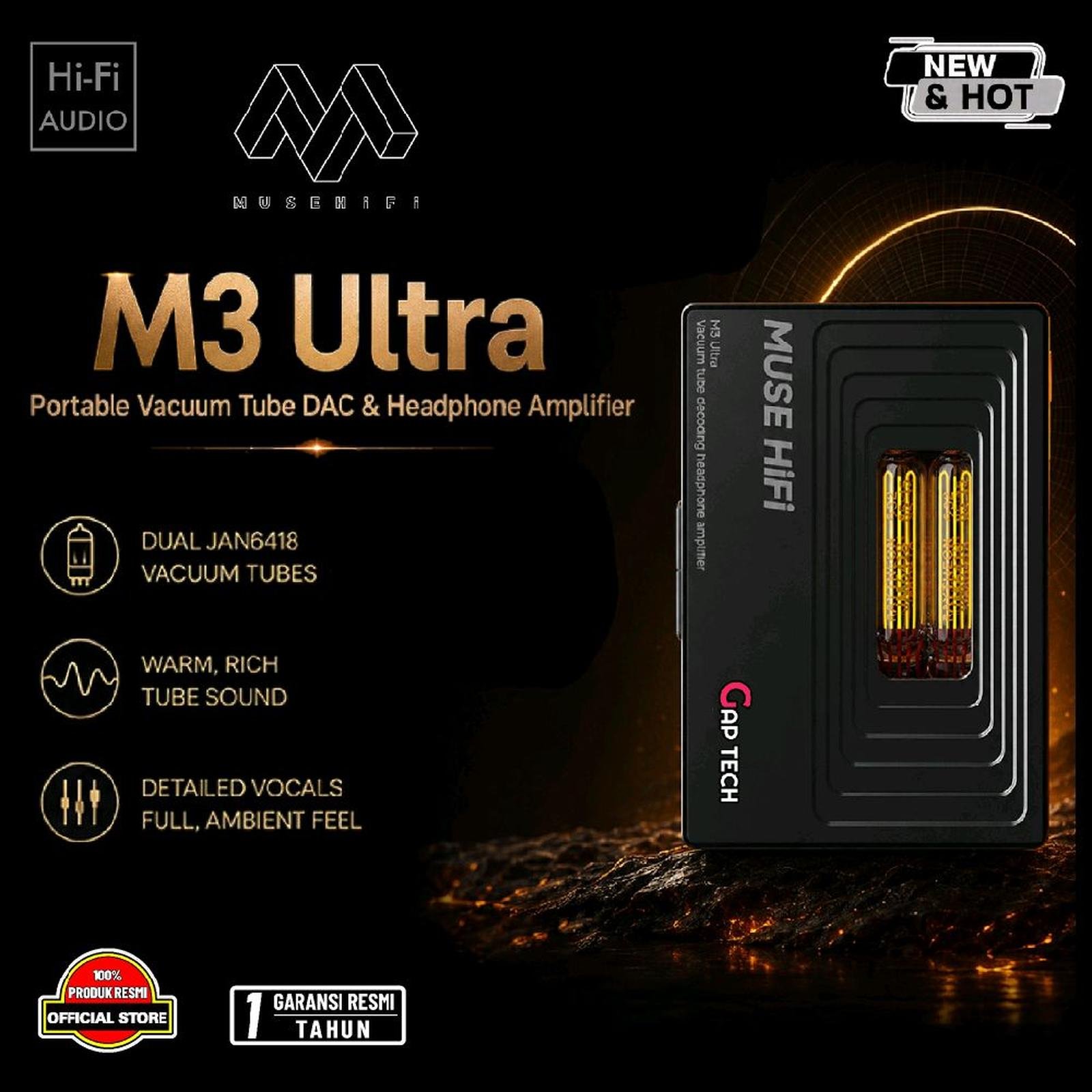 Muse HiFi M3 / M-3 / M 3 Ultra ES9028Q2M Vacuum Tube Portable DAC & Headphone AMP / DAC Amp Original