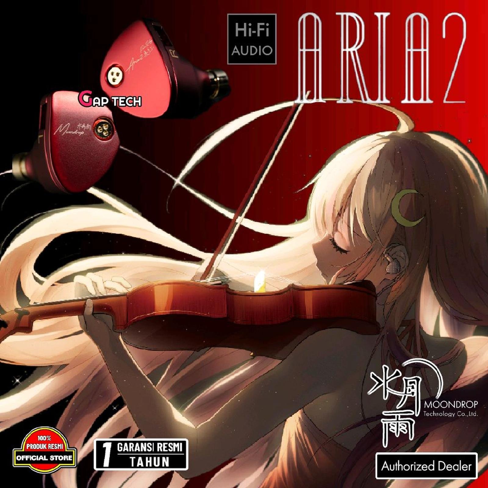 Moondrop Aria 2 / Aria2 / Aria II Ceramic Dome Composite Diaphragm In Ear Monitor Earphones Vibrant Red Edition / IEM Original