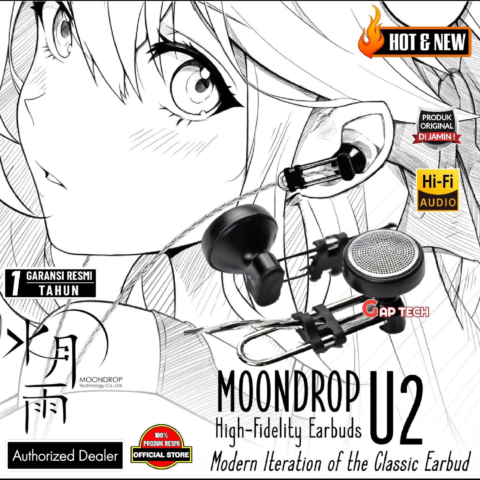 Moondrop U2 / U-2 / U 2 High Fidelity 14.8mm Dynamic Driver Earbuds / Earphone Original