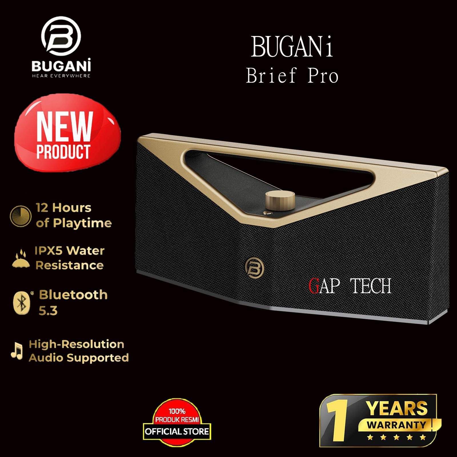 BUGANi Brief Pro Portable Bluetooth Speaker with Experience Superior Sound Quality BS12303 Original