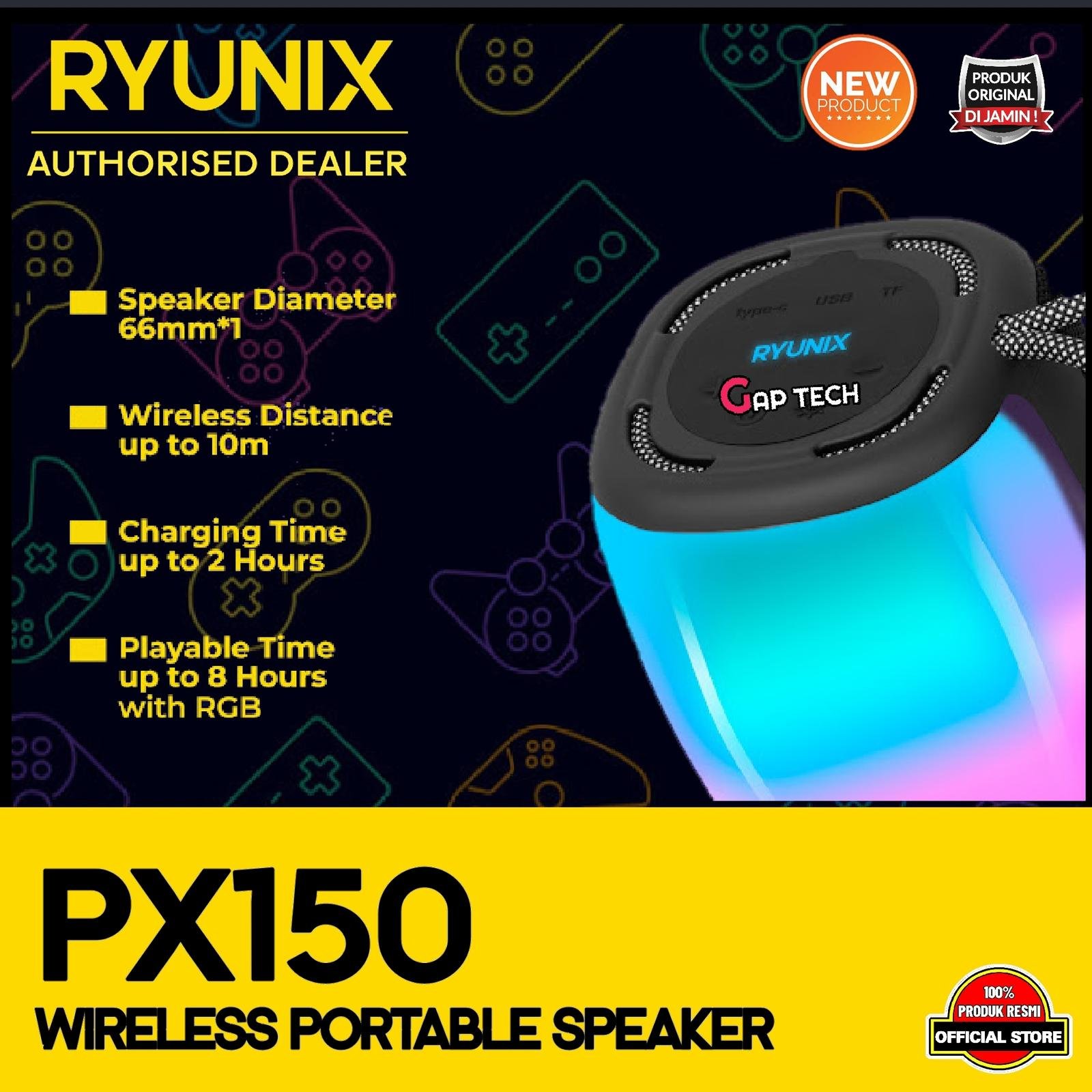 Sades Ryunix PX150 / PX 150 3in1 Connection Portable Bluetooth Speaker with RGB Lightning / Speaker Original