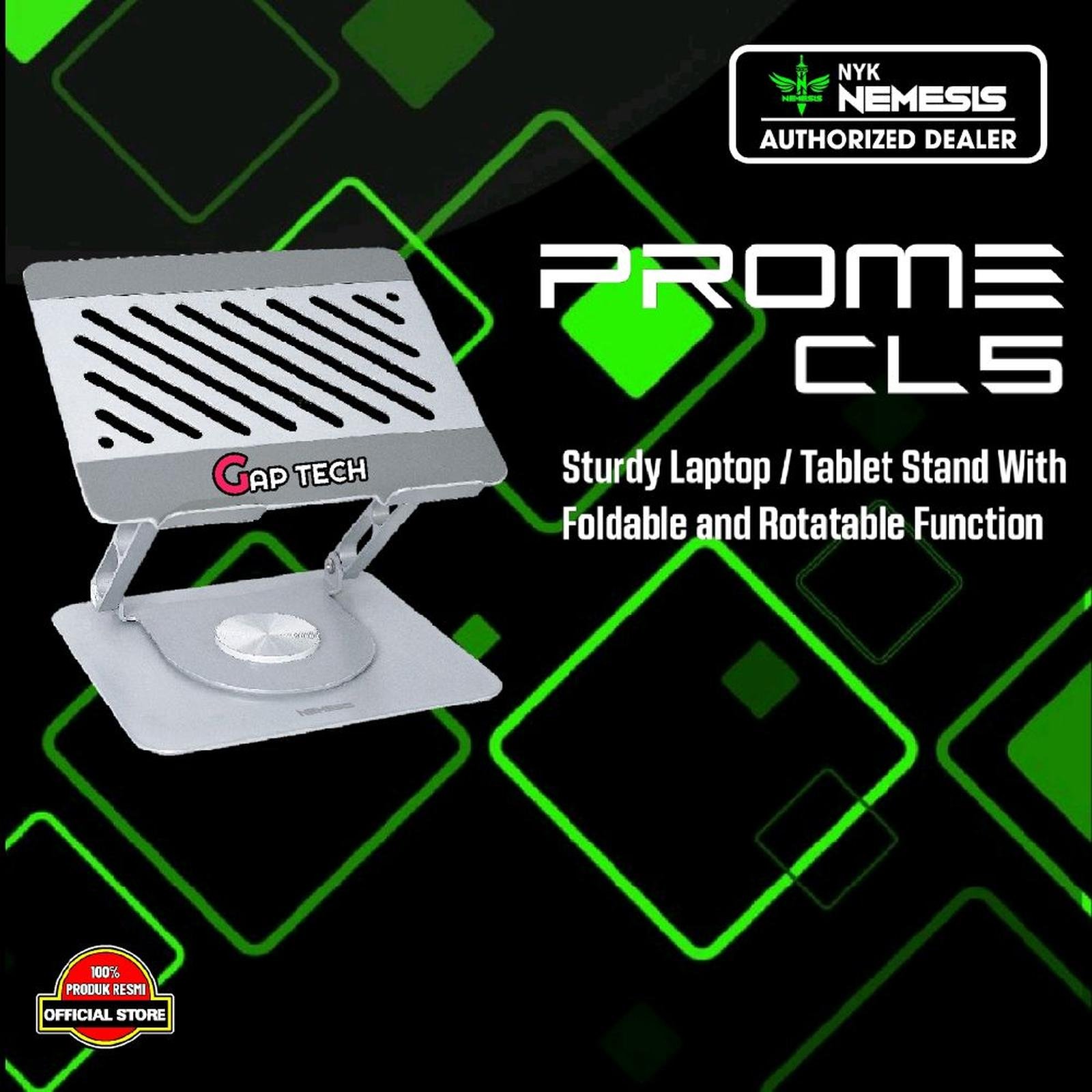 NYK Nemesis Prome CL5 / CL 5 Sturdy Laptop / Tablet / Tab Stand With Foldable and Rotatable Function / Stand Original