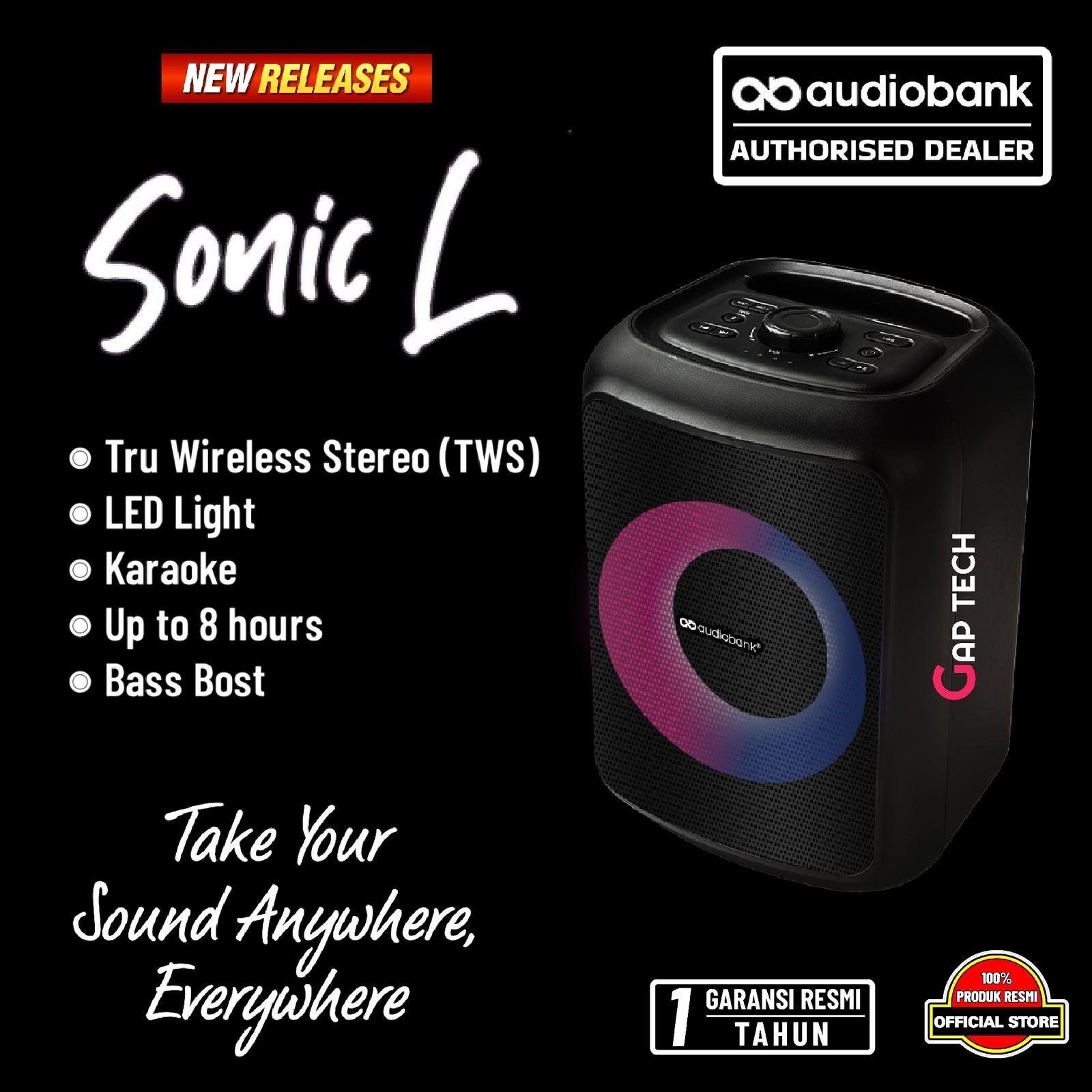 Audiobank Sonic L Portable Bluetooth Party Speaker Original