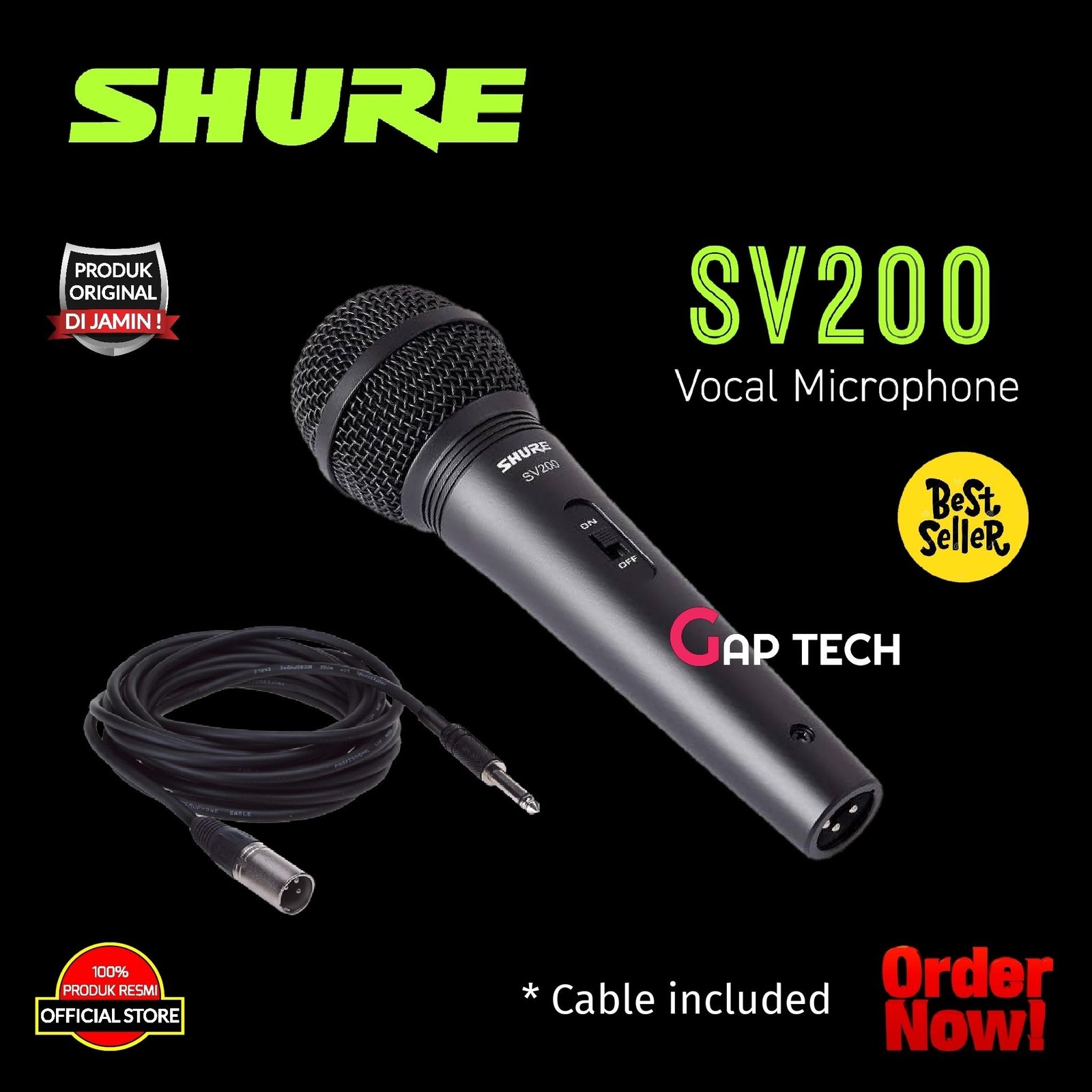 SHURE SV200 / SV 200 Dynamic Vocal Microphone Original