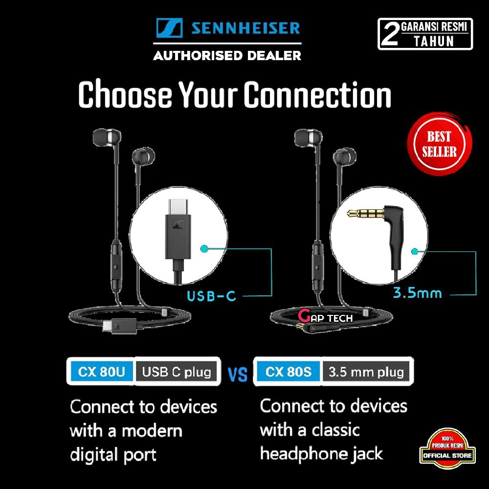Sennheiser CX 80S / CX80S / CX 80 S / CX 80U / CX80U / CX 80 U- In-Ear Headphones with Microphone Original