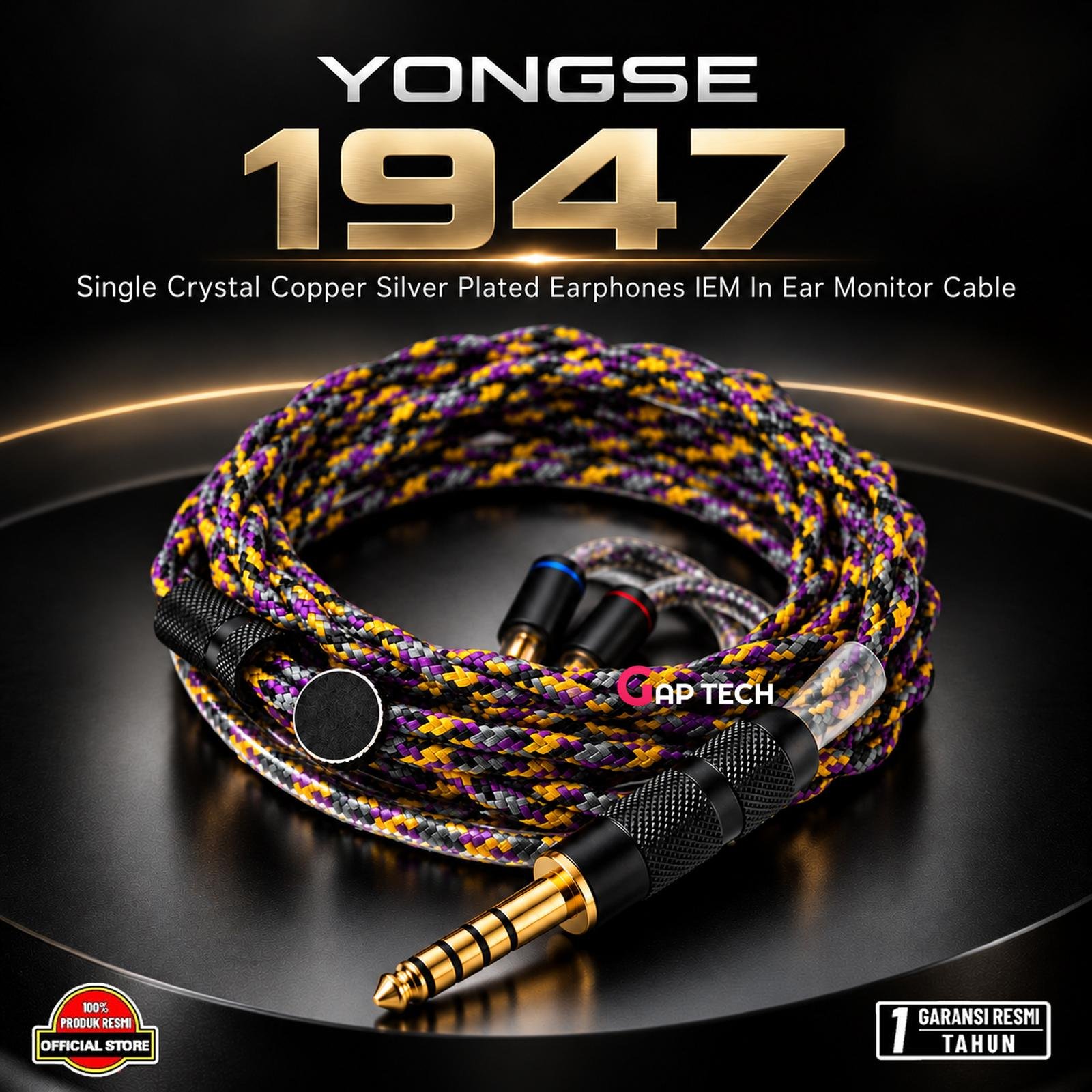 Yongse 1947 Single Crystal Copper Silver Plated Earphones IEM In Ear Monitor Cable Original