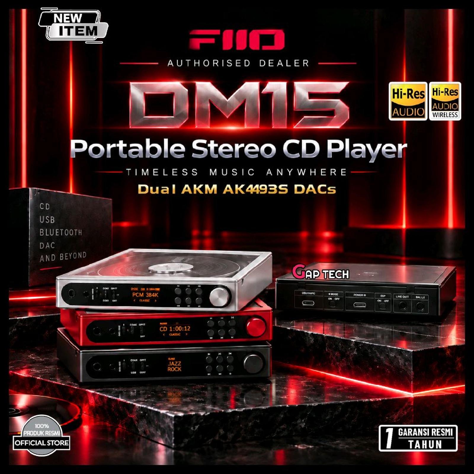 Fiio DM15 / DM 15 (AKM) Portable Stereo CD Player with Dual AK44935 DACs / CD Player Original